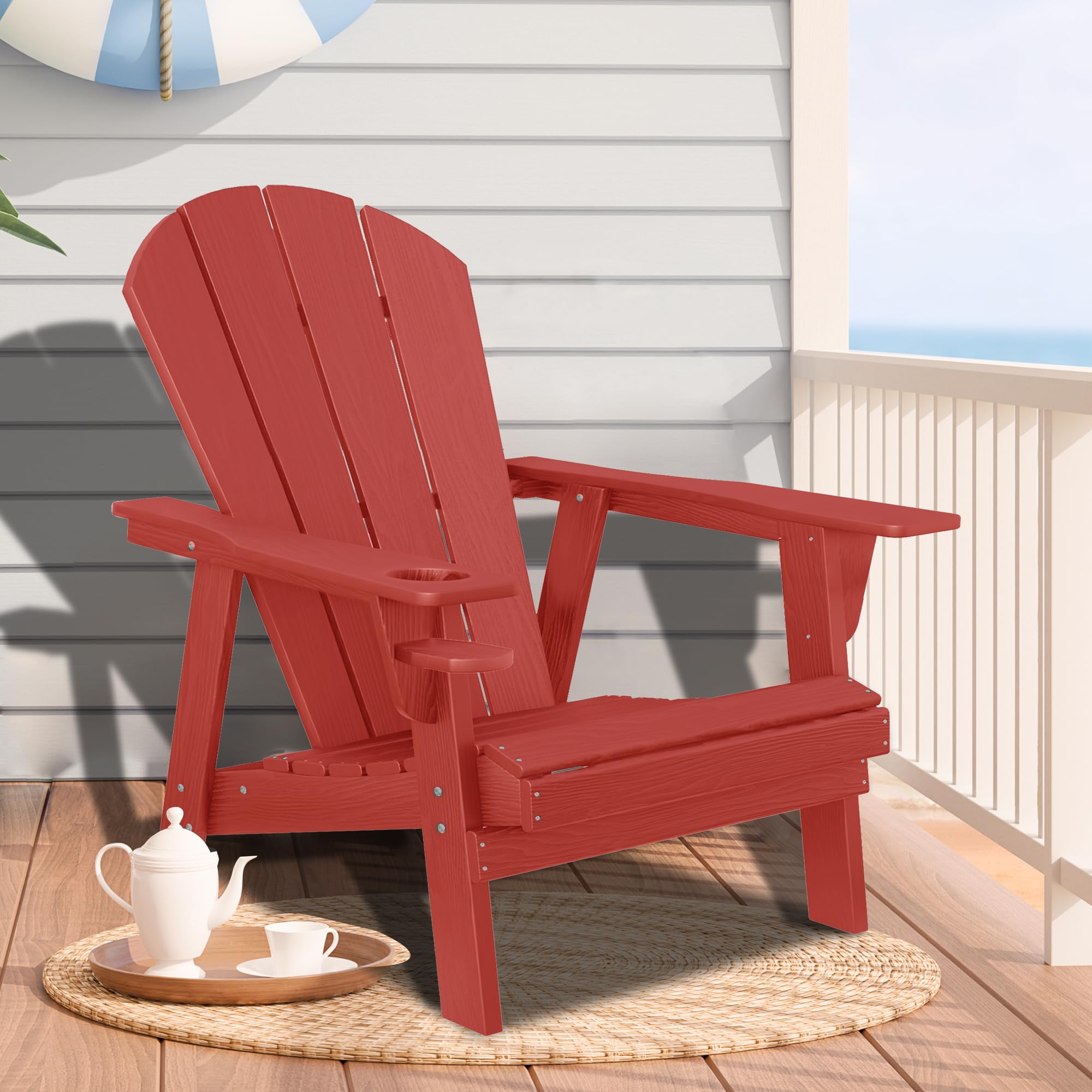 **Premium HDPE All-Weather Adirondack Chairs for Outdoor Patio, Fire Pit, Garden & Poolside – Durable & Comfortable (Red)**    *Perfect for backyard relaxation, camping, and outdoor gatherings!*