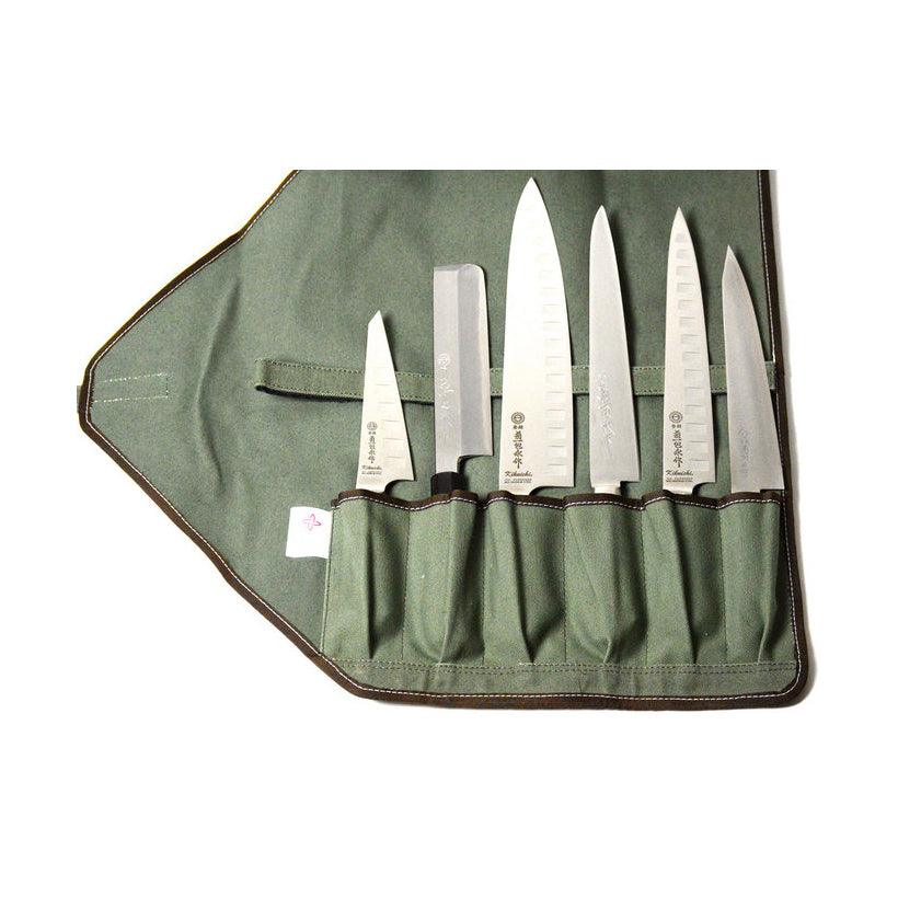 Boldric BOCW135 15.5 Inch 6-Pocket Khaki Canvas Knife Tool Bag for Chefs, Carpenters & Outdoor Enthusiasts - Perfect for Kitchen, Workshop & Camping Gear Storage