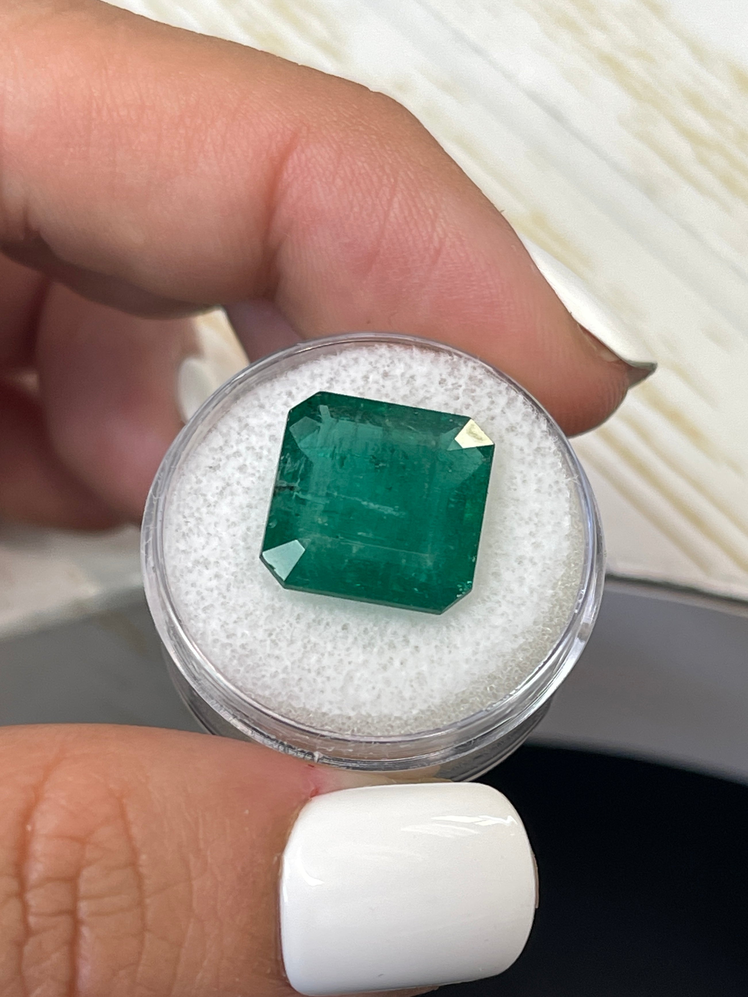 10.02 Carat Natural Zambian Emerald - 13.5x13.5mm Loose Dark Green Gemstone for Jewelry Making, Engagement Rings & Luxury Gifts