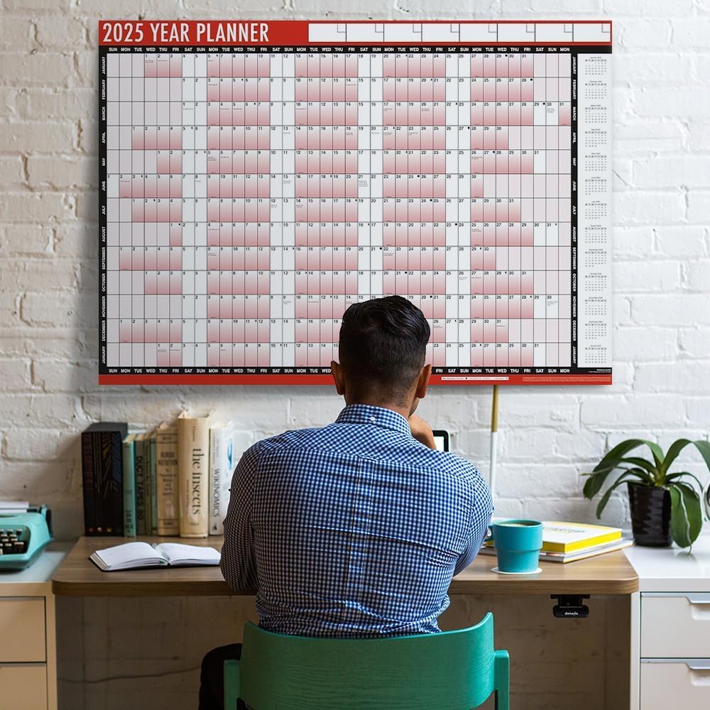 2025 Wall Planner - A1 Size 85cm x 58cm Laminated Annual Calendar with Stickers & Dry Erase Pen | Yearly Organizer Chart for Home Office, Business Planning, School Classroom & Family Scheduling | Perfect for Goal Tracking, Project Management & Wall Decoration