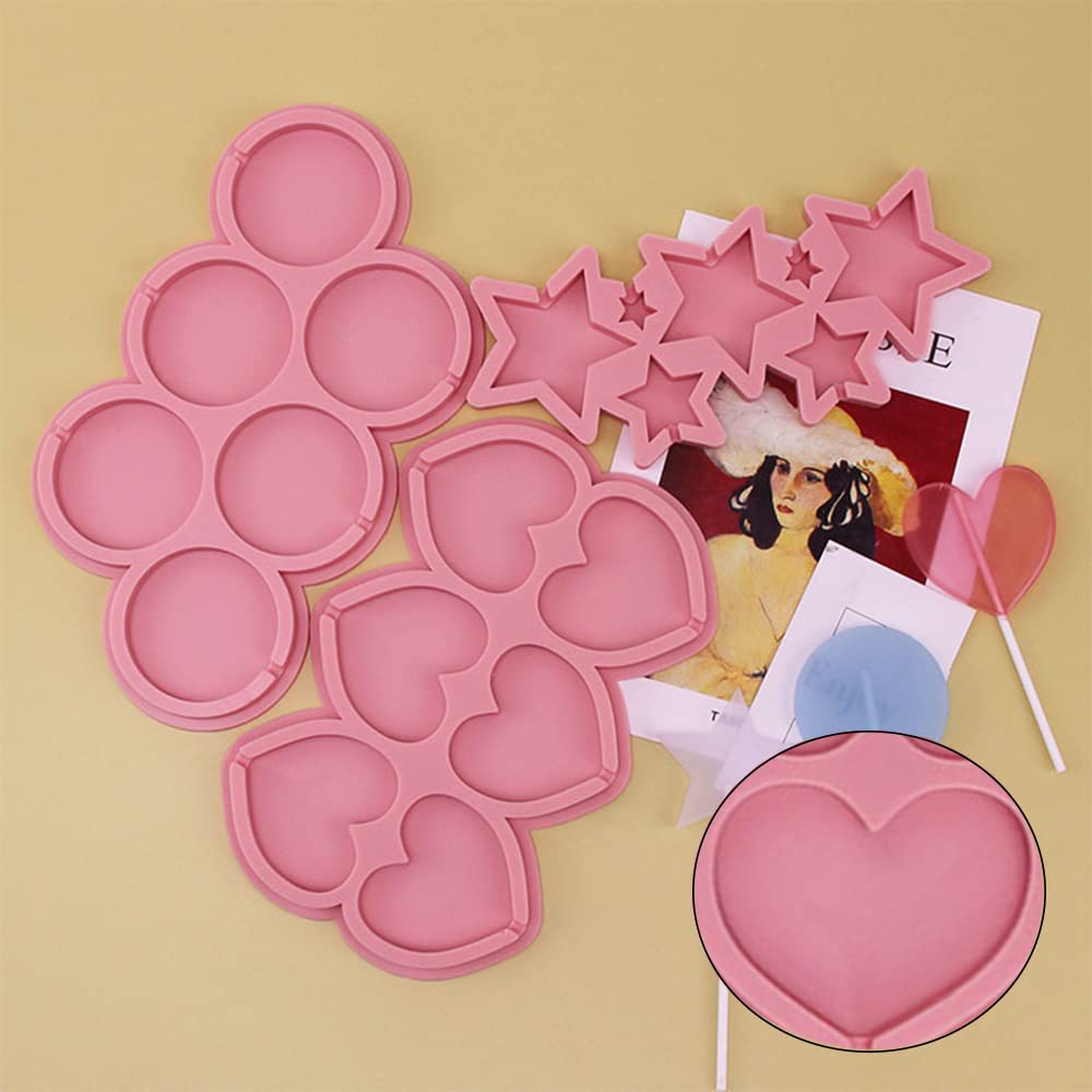 ELANE 3-Piece Silicone Lollipop Molds Set with 100 Lollipop Sticks - Reusable Candy & Chocolate Molds for DIY Homemade Treats - Perfect for Birthday Parties, Baby Showers, and Holiday Gifts