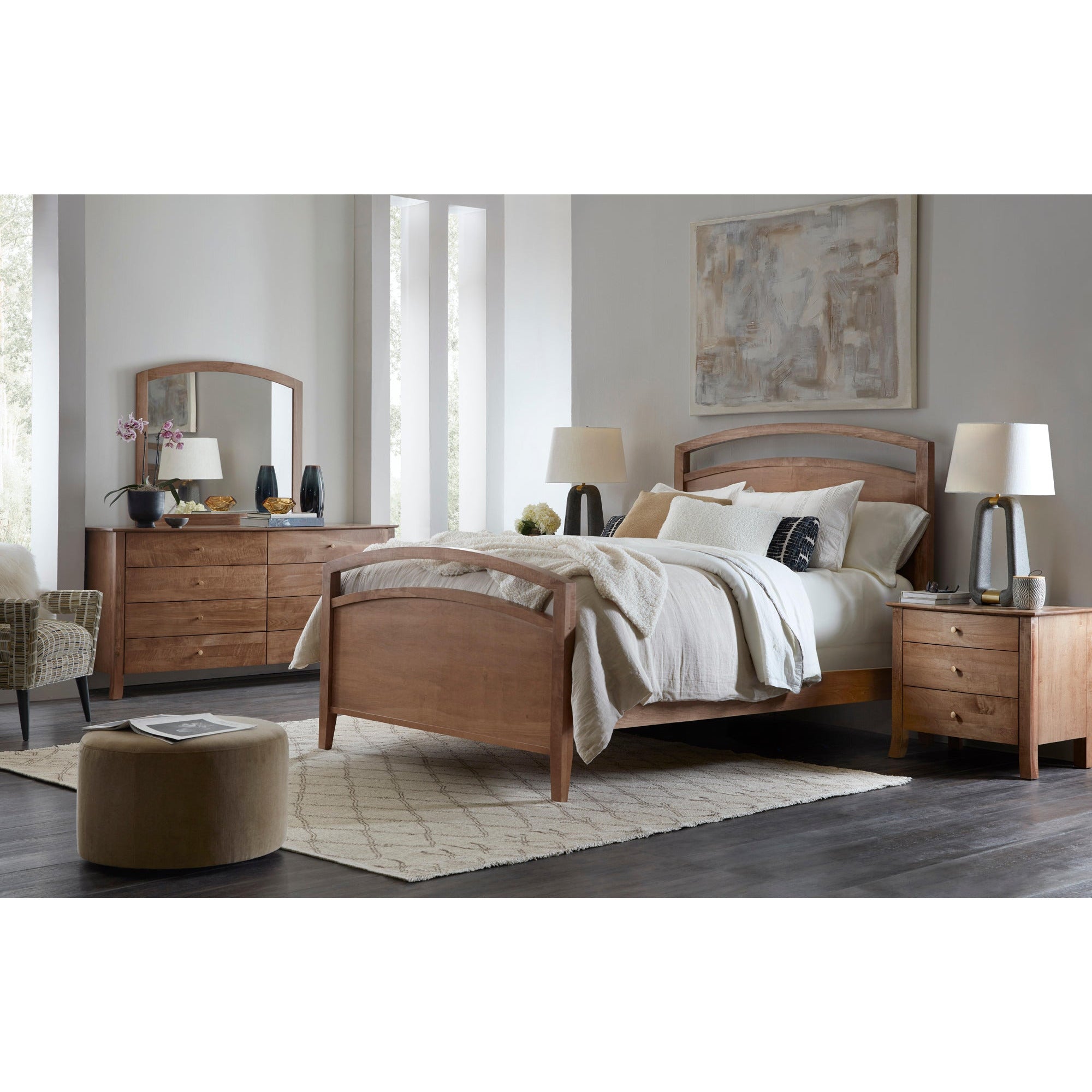 Modern & Stylish Nouveau Bed - Queen Size Platform Bed Frame with Upholstered Headboard - Perfect for Bedroom, Guest Room & Apartment Decor