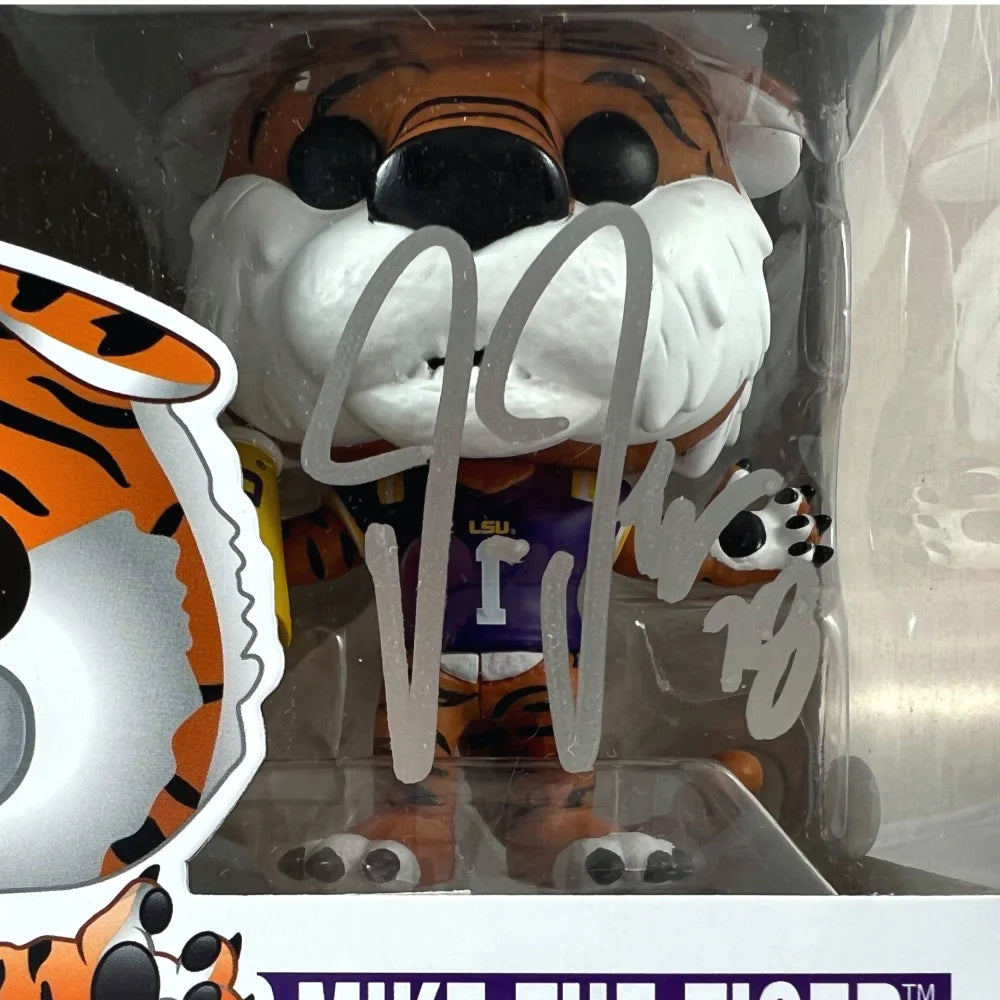 Justin Jefferson Signed LSU Mike the Tiger Funko Pop #06 with JSA COA - Authentic Collectible for Vikings Fans, Sports Memorabilia, and Home Decor