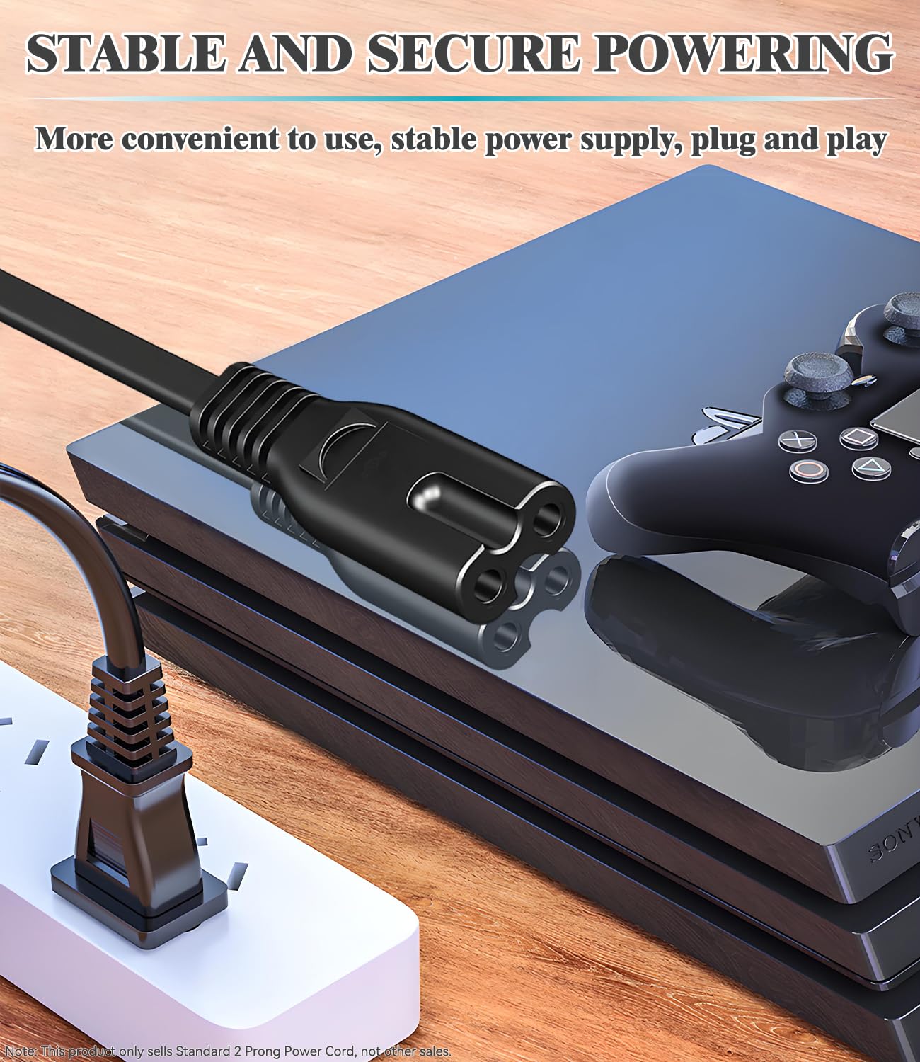 Replacement AC Power Cord for PS4/PS5/PS3 Super Slim, PlayStation 5/4, Xbox Series S/X, Xbox One S/X - 6 Feet Power Cable - Perfect for Gaming Setup & Home Entertainment Systems