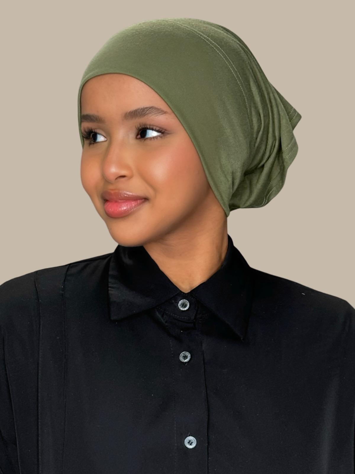 Premium Cotton Underscarf for Women - Soft & Breathable Dusty Olive Head Cover - Perfect for Hijab, Prayer, and Everyday Comfort