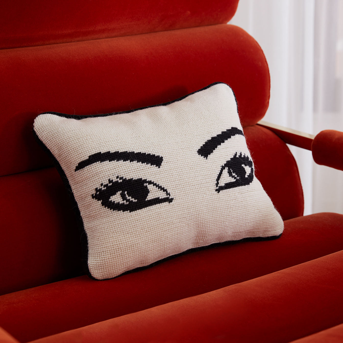 Handmade Needlepoint Throw Pillow with Eye Design - Elegant Home Decor for Sofa, Bed & Living Room - Perfect Gift for Housewarming & Holidays