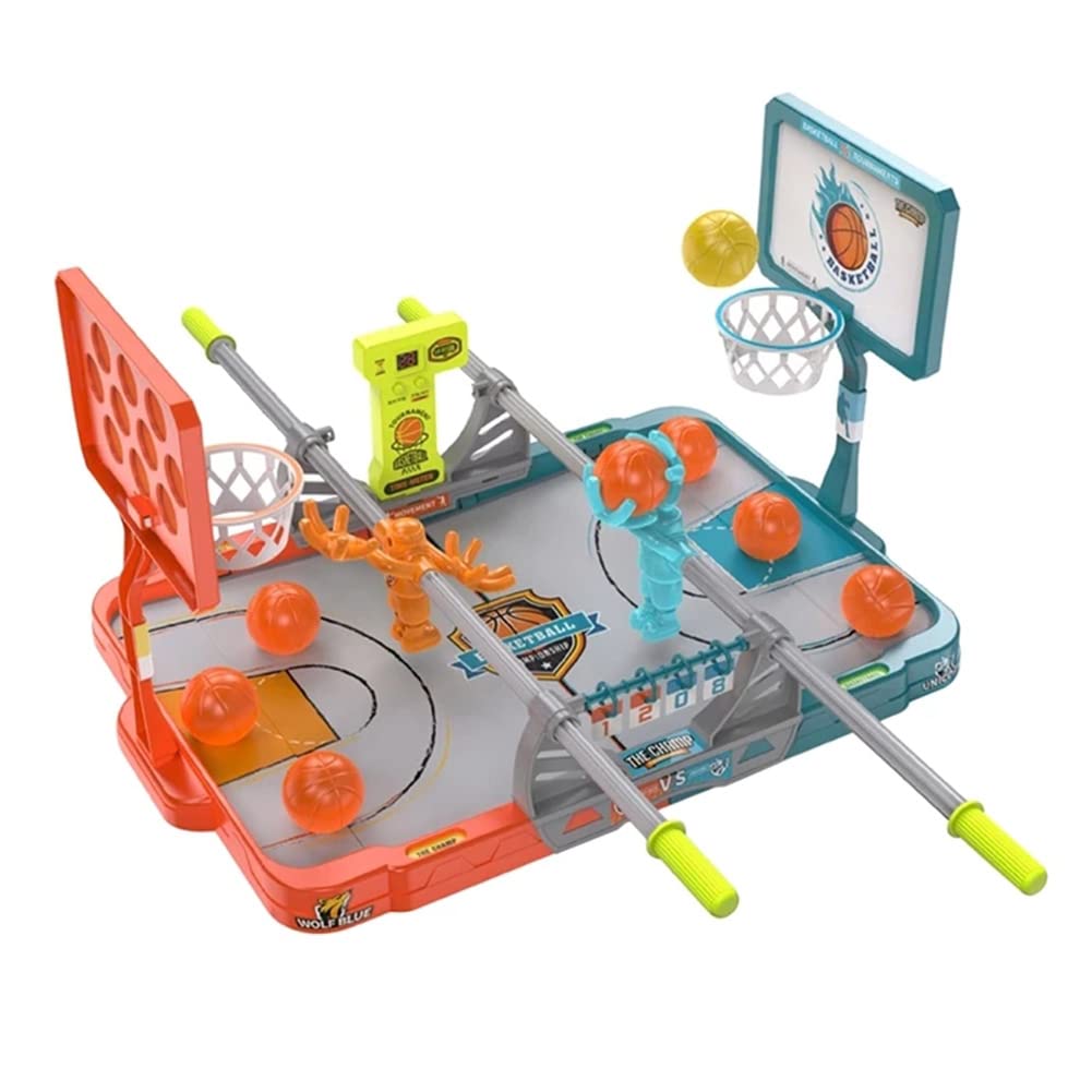 NC Kids Desktop Finger Basketball Game Set - Mini Portable Basketball Toy with 10 Balls & Timer - Fun Parent-Child Interactive Plastic Sports Toy for Office, Home, and Classroom Play