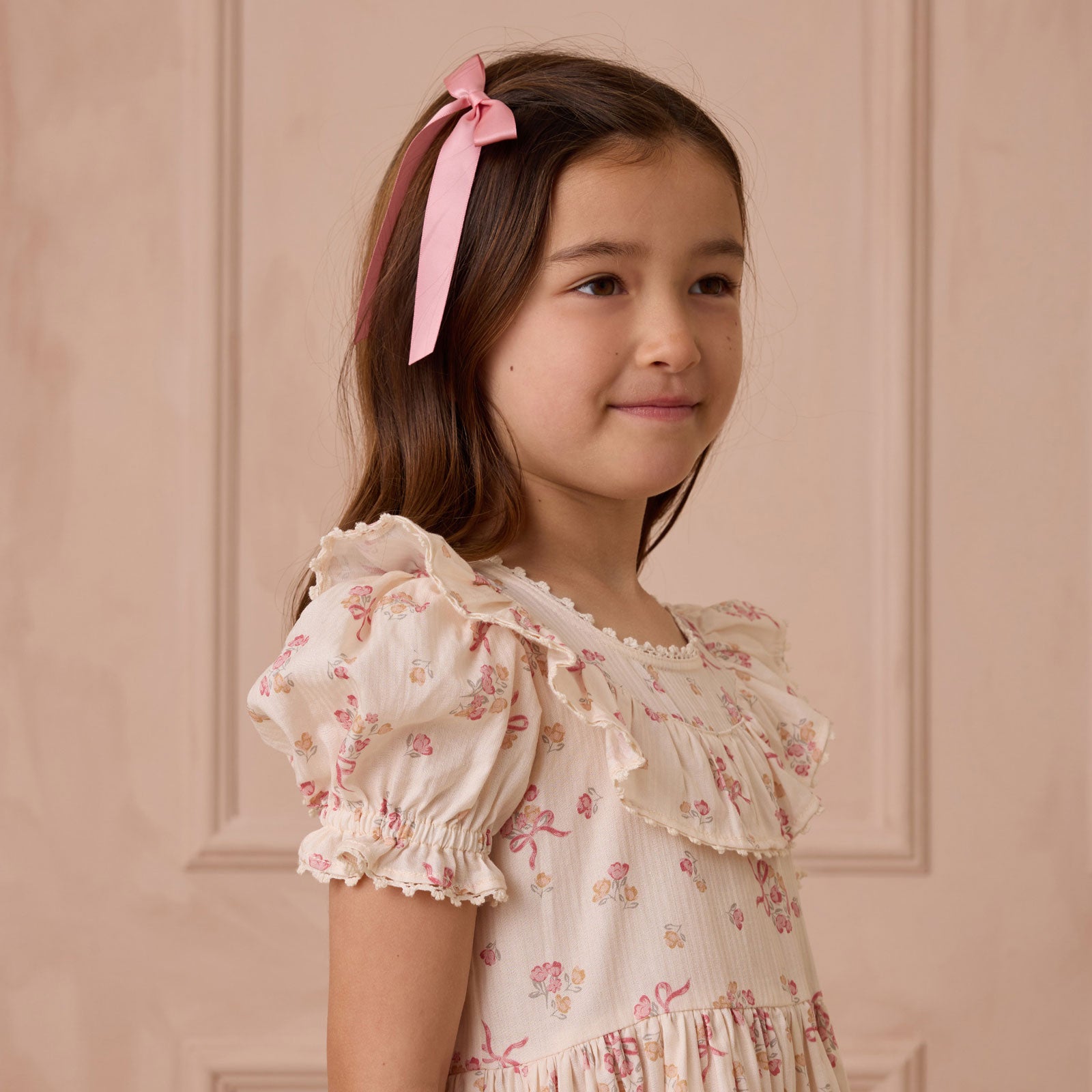 Eva Dress with Bow - Floral Ditsy Print - Natural Cotton Fabric - Perfect for Casual Outings, Parties, and Summer Events