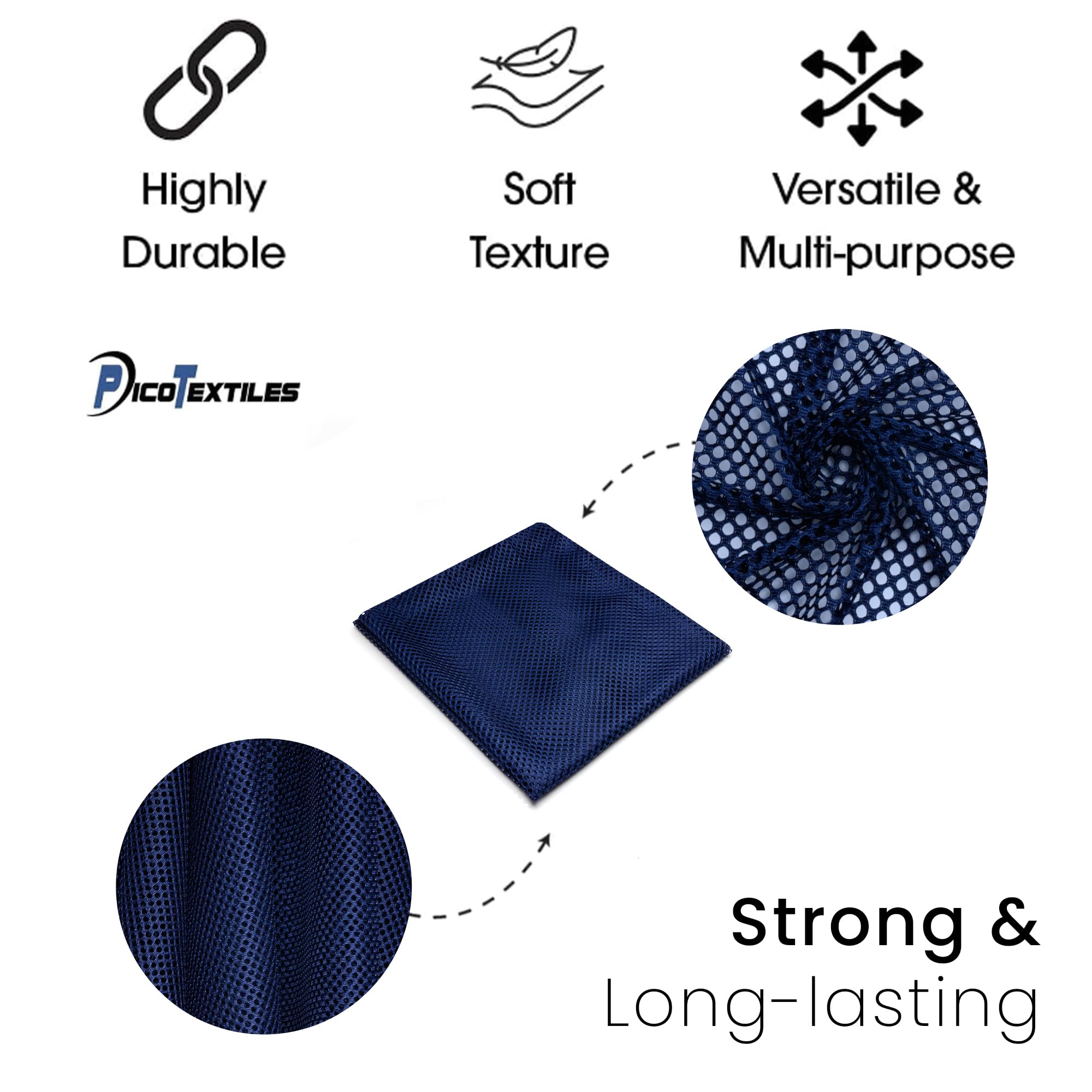 Pico Textiles 10 Yards Navy Polyester King Mesh Jersey Fabric - 60