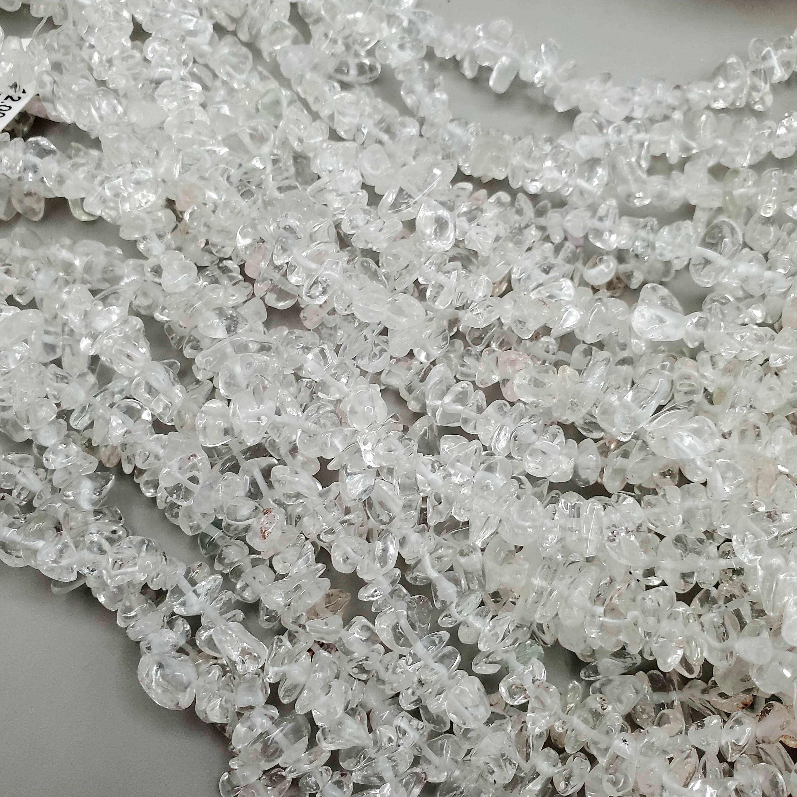 Natural Clear Quartz Tumbled Bead Strand - 16 Inch Healing Crystal Necklace Making Supplies for Jewelry Crafting & Meditation
