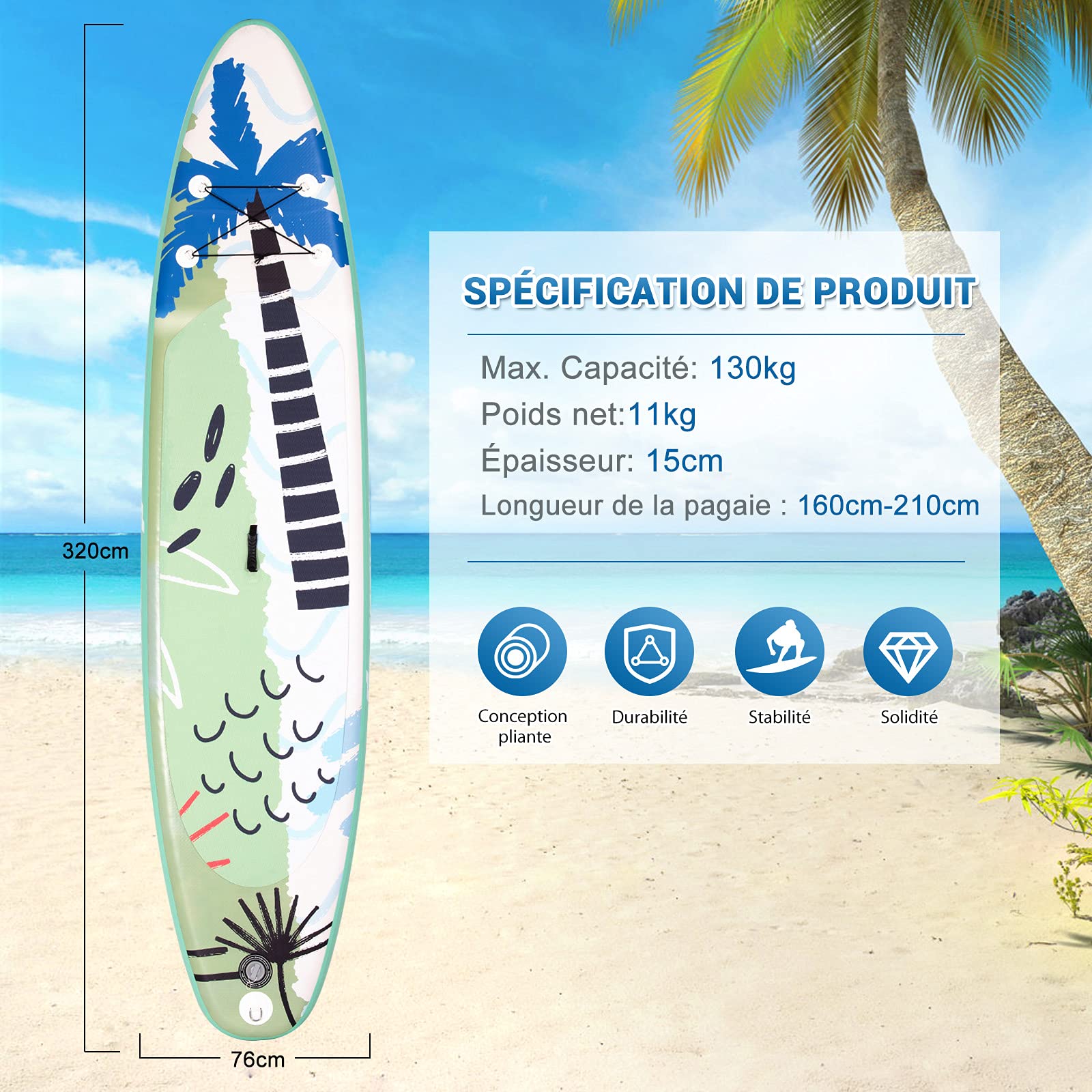 **COSTWAY Inflatable Stand Up Paddle Board with Full Accessories & Carry Bag | Non-Slip Deck for Paddling, Surfing, Fishing, Water Yoga | 297cm to 335cm Length Options | Perfect for Lakes, Rivers & Ocean Adventures**