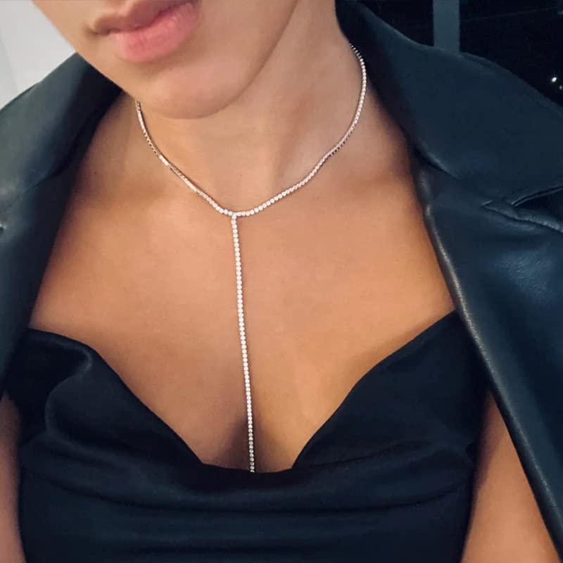Sparkly Rhinestone Choker Necklace for Women - Silver Crystal Diamond Collar Necklace | Elegant Party, Wedding, Prom & Evening Wear Accessory