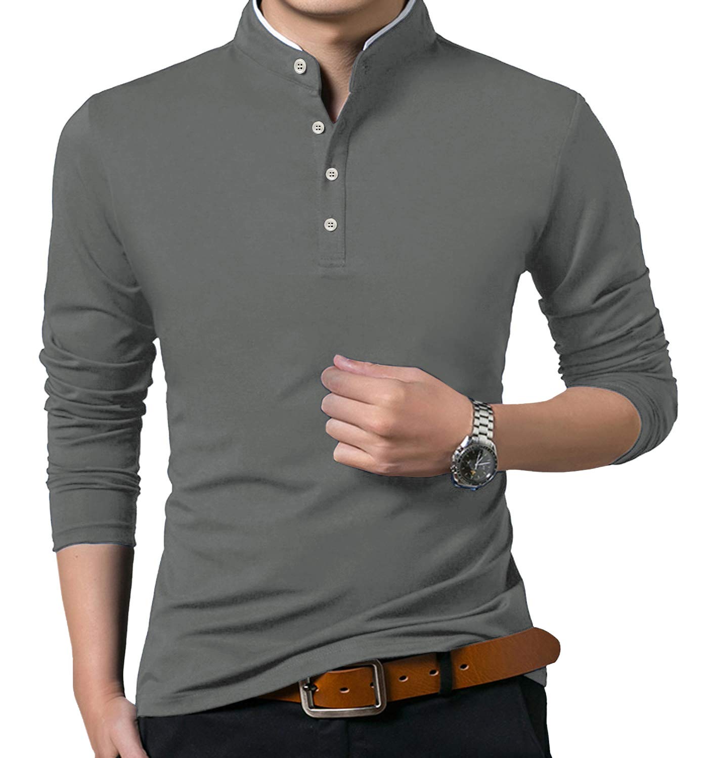 YTD Men's Summer Slim Fit Solid Color Short Sleeve Polo Casual T-Shirt - Breathable & Stylish for Outdoor Activities, Golf & Casual Wear