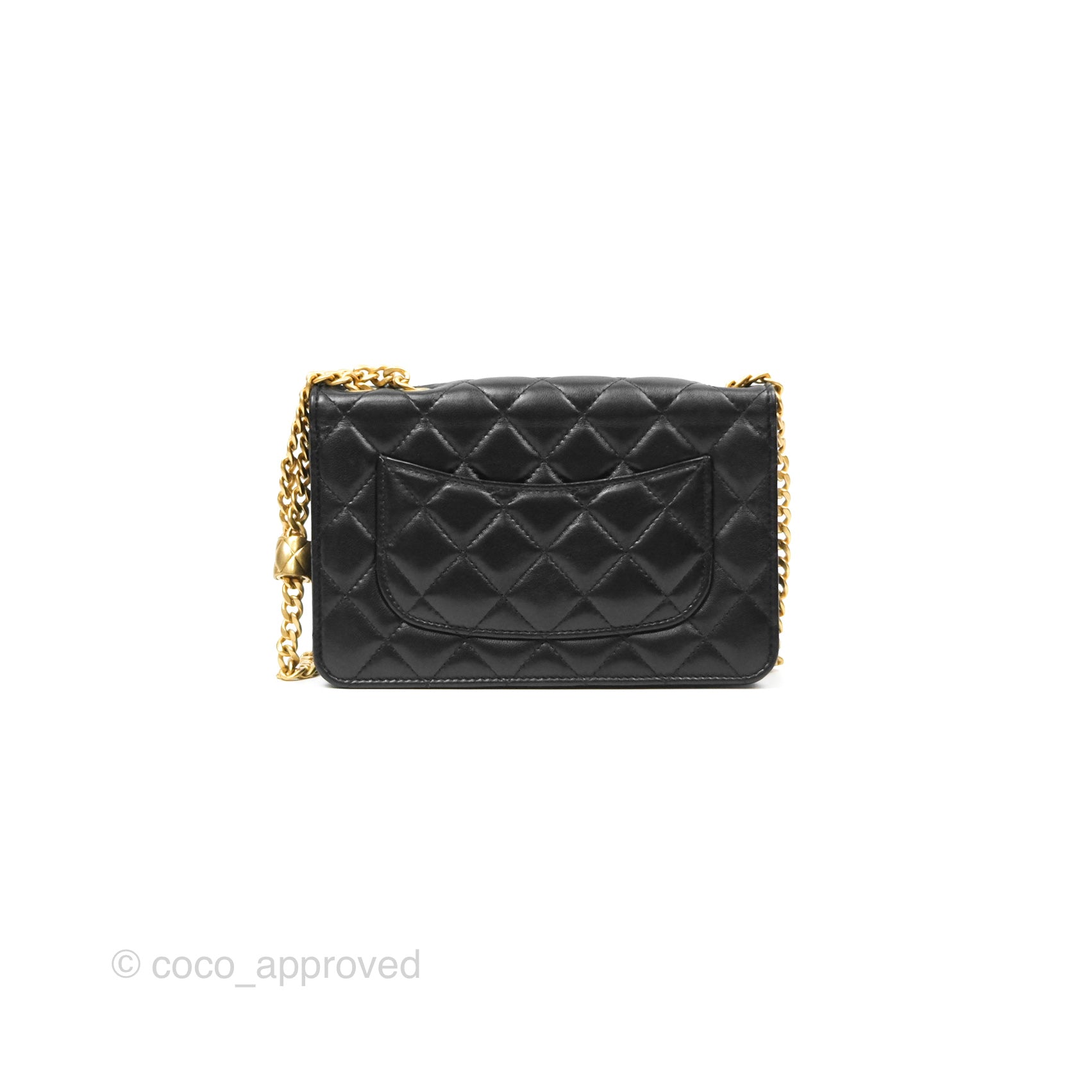 Chanel Quilted Lambskin Wallet on Chain WOC with Adjustable Strap - Black 22K Gold-Tone Hardware | Perfect for Evening Events, Parties & Everyday Luxury