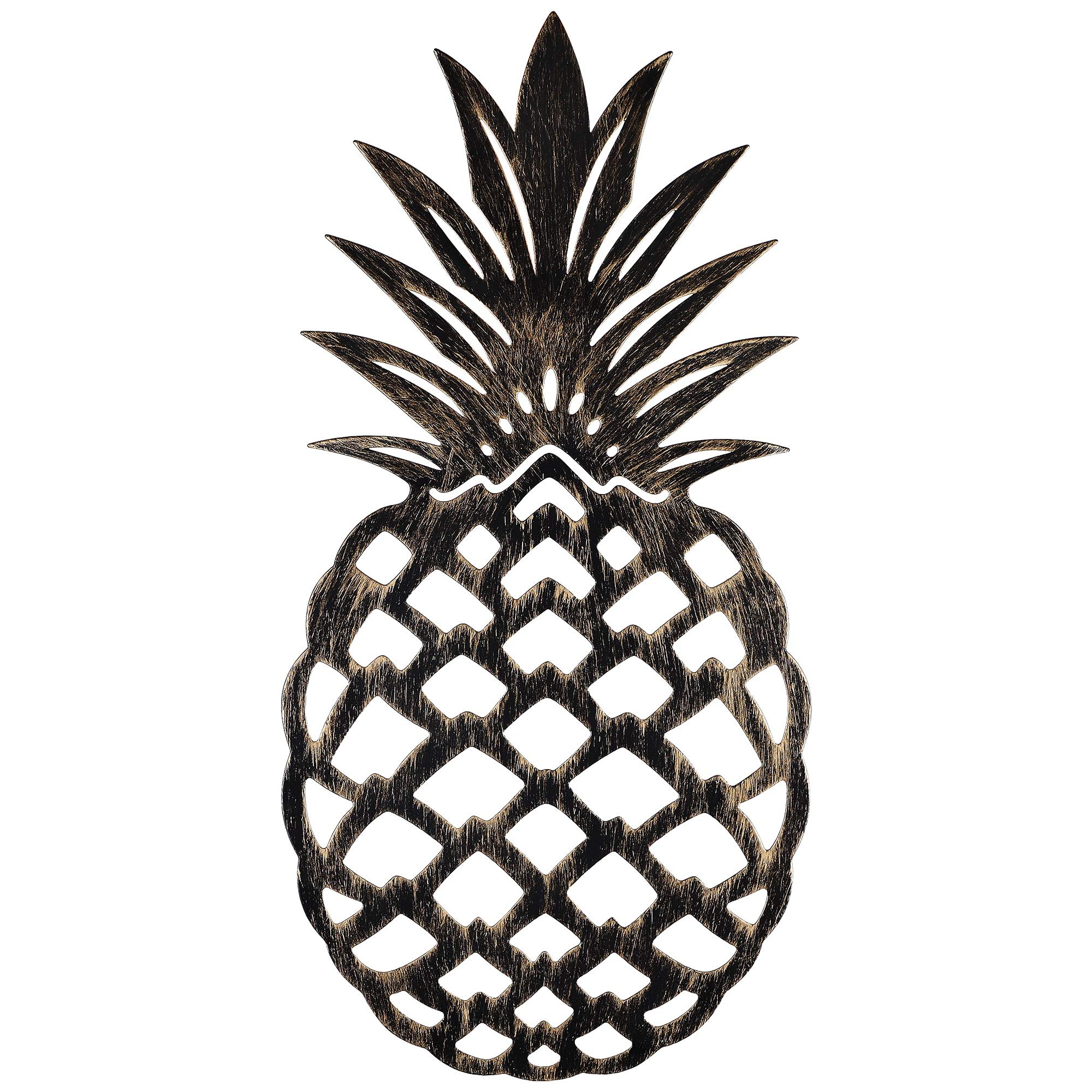 Rustic Pineapple Metal Wall Art Decor - Black Iron Hanging Home & Garden Decor for Indoor, Outdoor, Patio, Living Room, Bedroom - Unique Wall Hanging Decoration for Housewarming Gift & Tropical Theme Decor