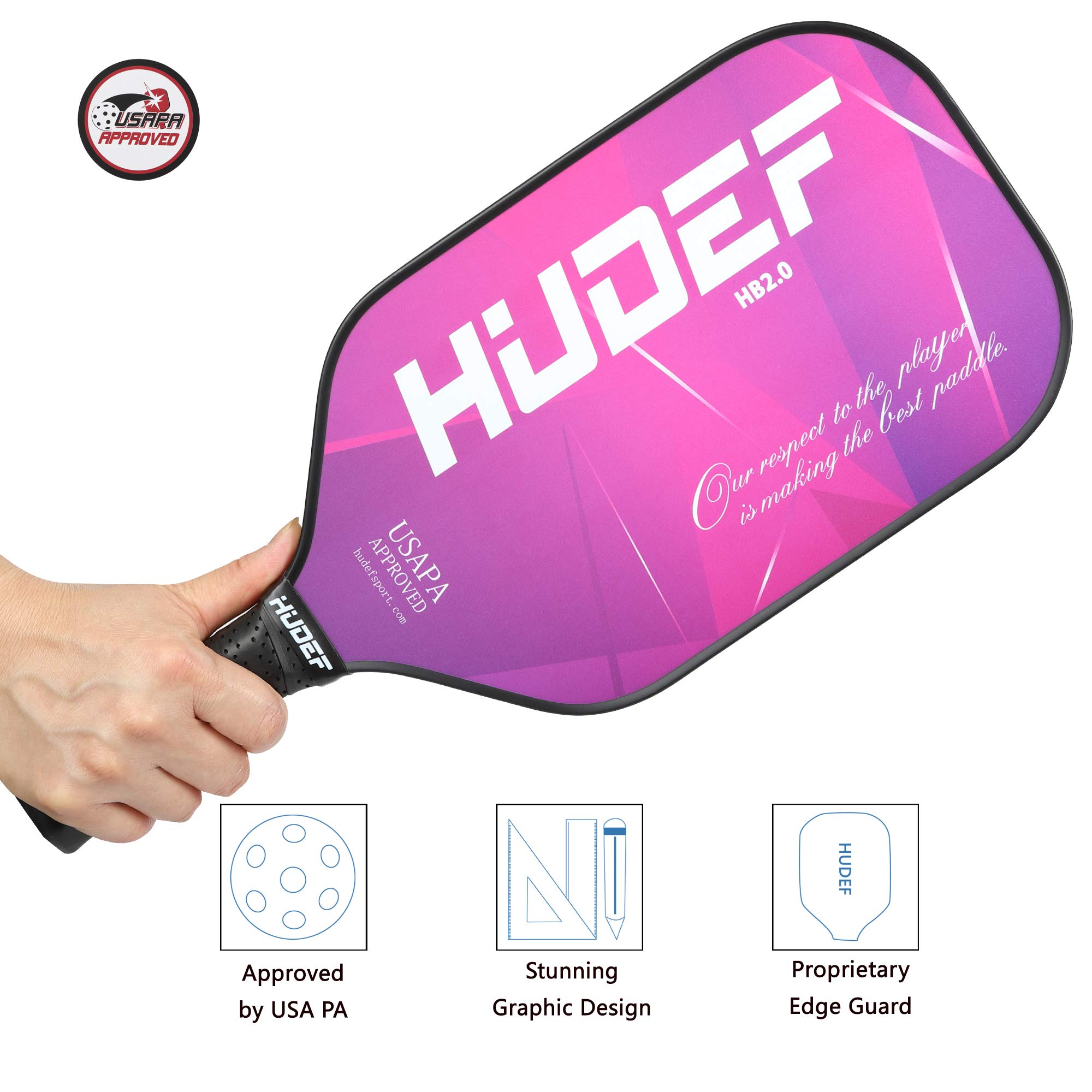 Premium Graphite Carbon Fiber Pickleball Paddle with PP Honeycomb Core - USAPA Approved Elongated Racket for Competitive Play | Perfect for Tournaments, Outdoor Games & Recreational Pickleball