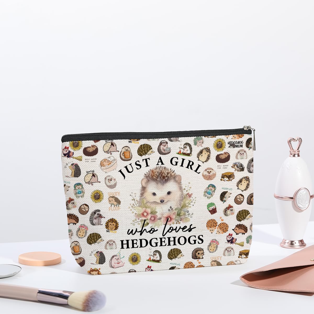 Cute Hedgehog Makeup Bag for Women & Girls - Funny Animal Lover Gift for Birthday, Christmas - Perfect for Daughter, Sister, Bestie, Niece - Great for Travel & Daily Use