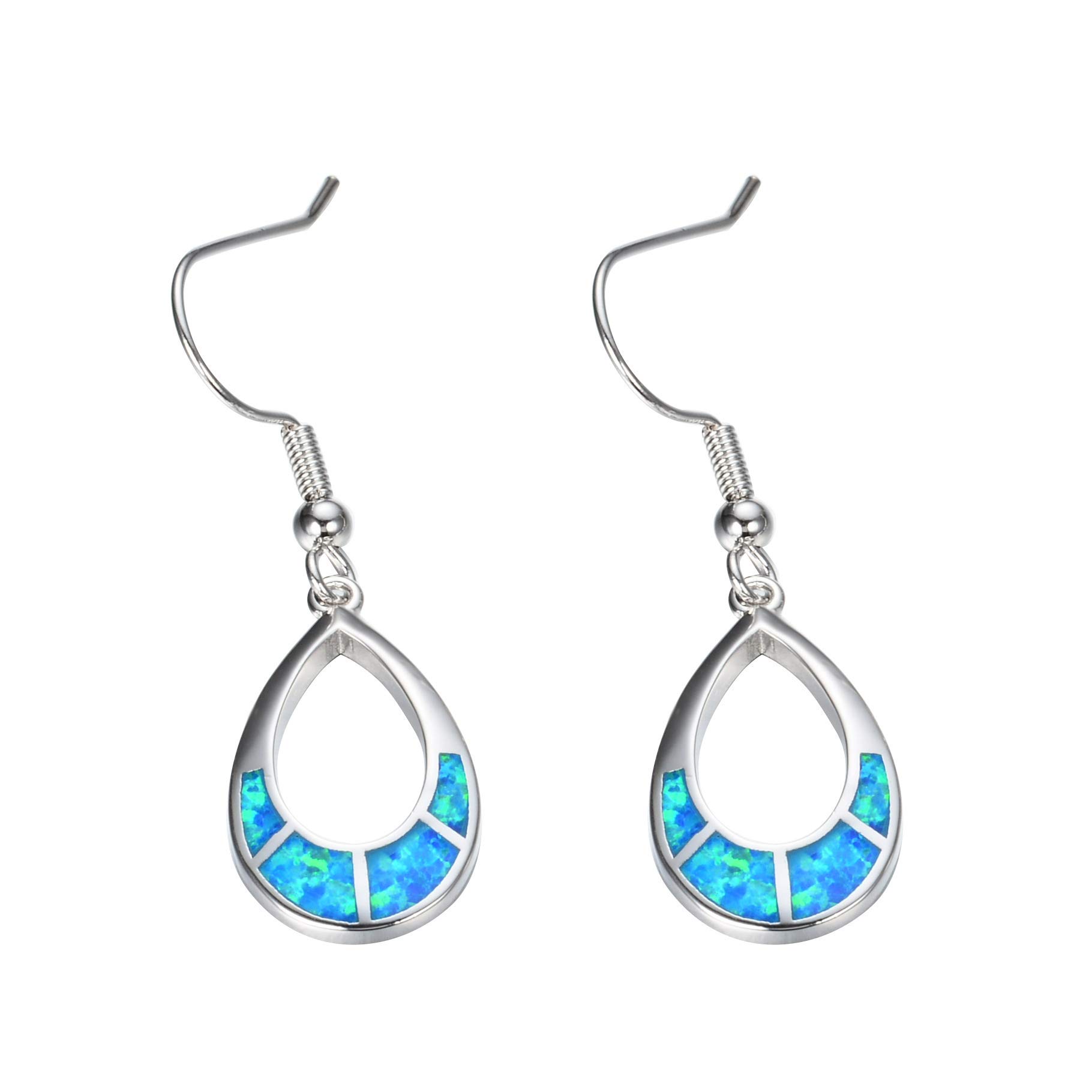 Australian White & Fire Opal 925 Sterling Silver Dangle Earrings - Waterdrop, Horse, Star & Ring Shapes | Elegant Mysterious Jewelry for Women | Perfect for Parties, Weddings & Special Occasions
