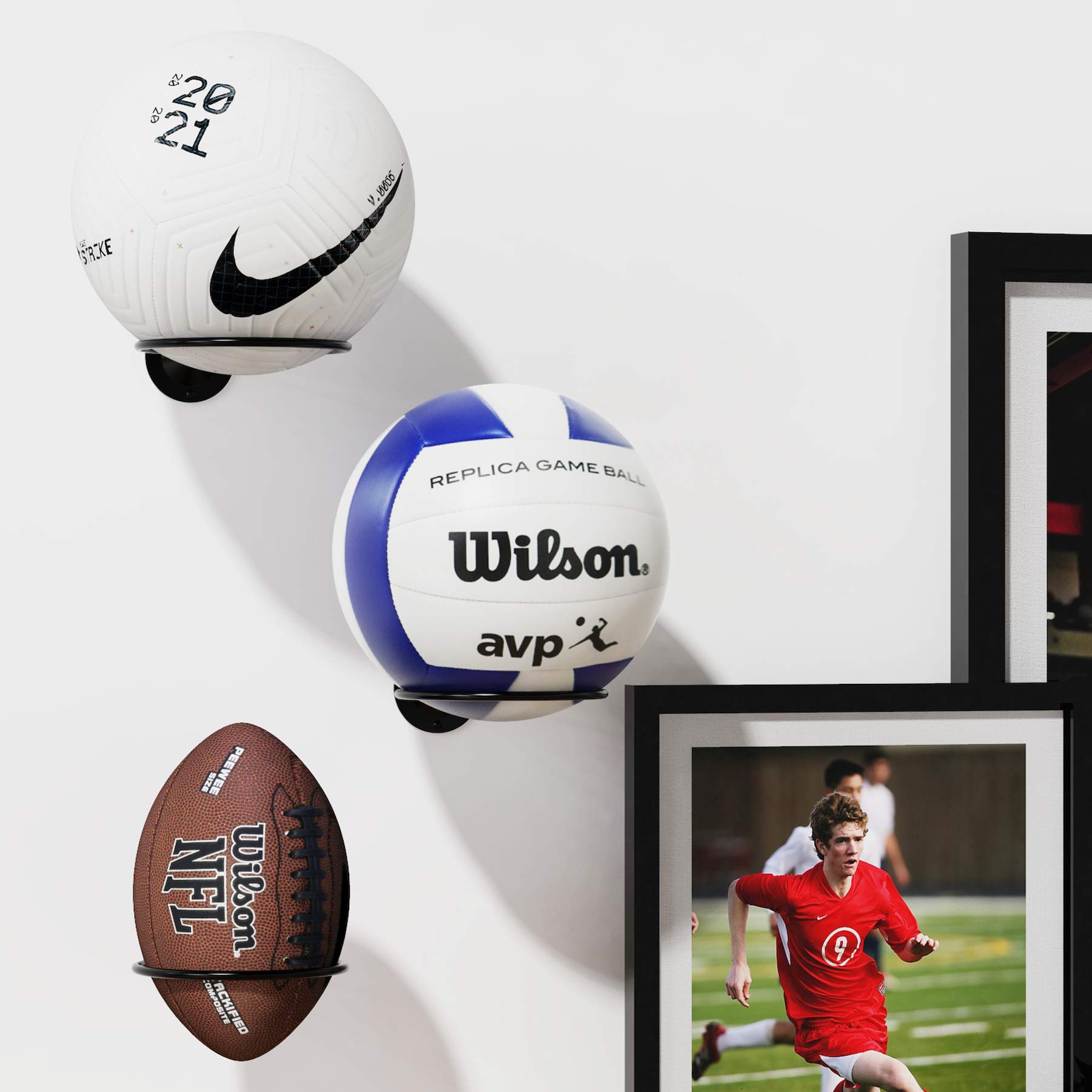 Wall Mount Basketball Holder for Sports Balls - Soccer, Volleyball Storage