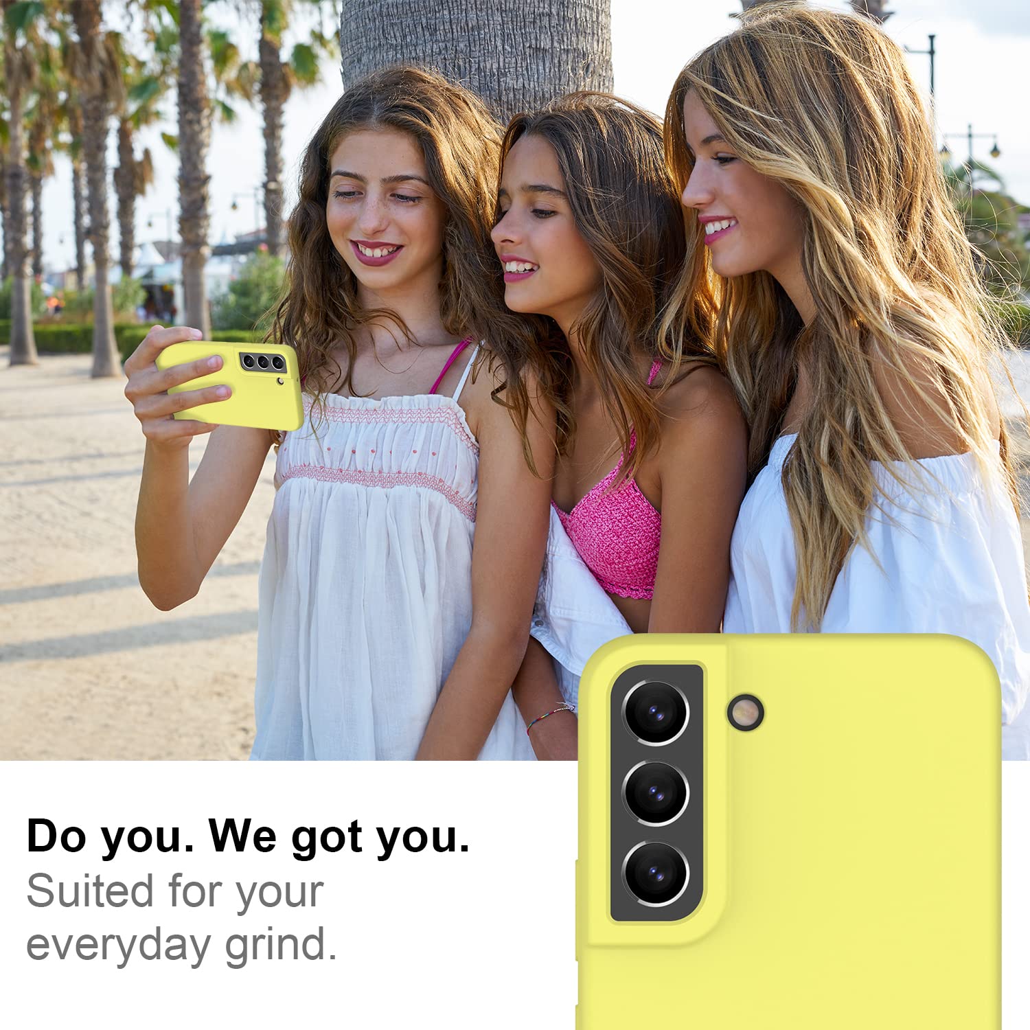 DEENAKIN Samsung Galaxy S22 Case - Soft Flexible Silicone Gel Rubber Bumper Cover, Slim Fit Full Body Shockproof Protective Phone Case (Bright Yellow) - Perfect for Everyday Use, Travel & Outdoor Activities