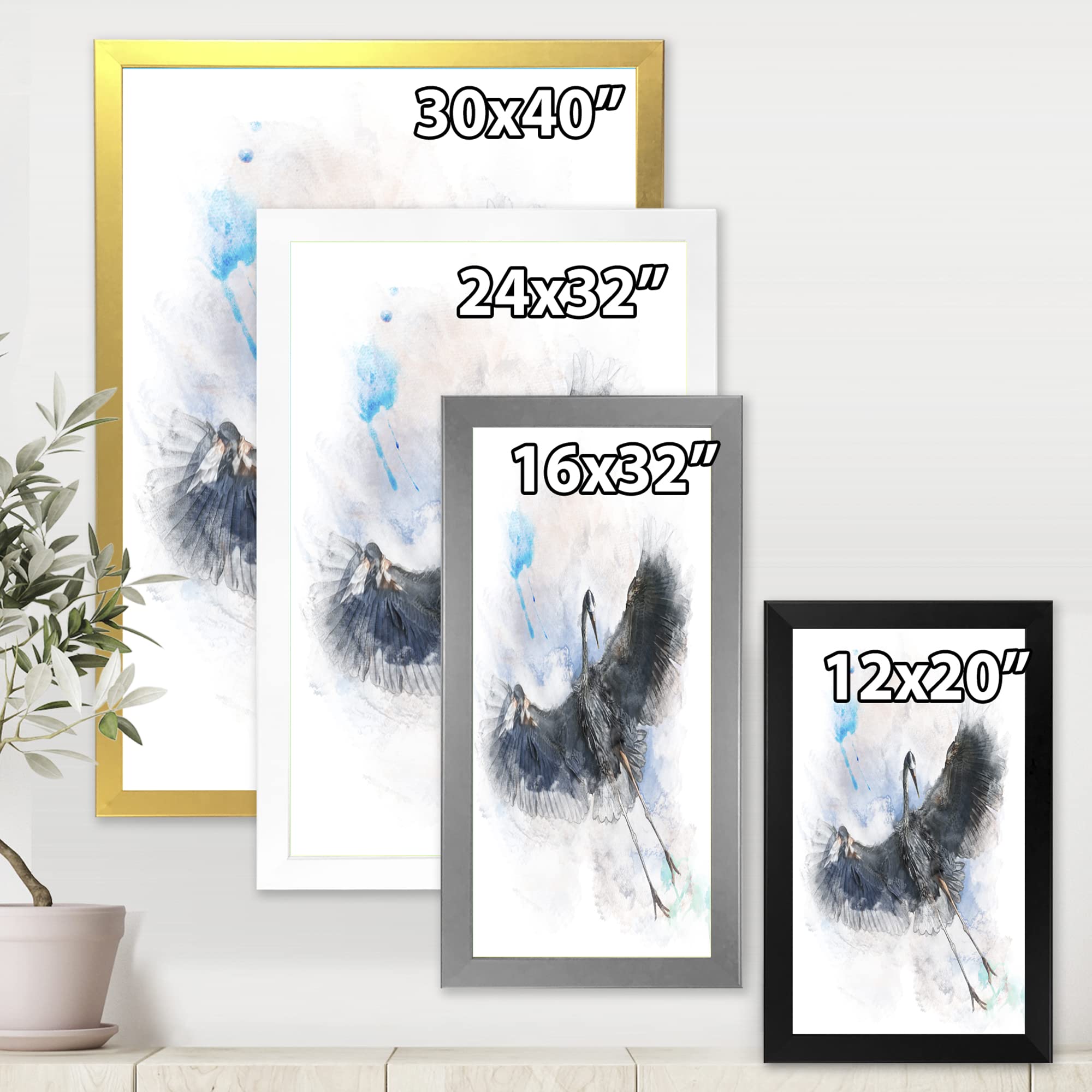 Great Blue Heron Bird Farmhouse Framed Wall Art - Handmade Rustic Home Decor for Living Room, Bedroom & Office - Nature Inspired Wildlife Painting for Coastal & Country Style Interiors