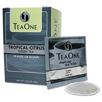 Tea One Tea Pods - Tropical Citrus Green Tea, 14 Count Box | Single Serve Pods for Keurig & Coffee Makers | Refreshing Iced or Hot Tea for Home & Office