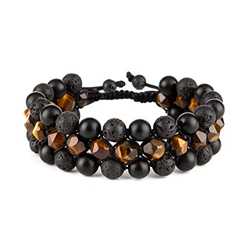 Yellow Tiger Eye + Lava Rock + Agate