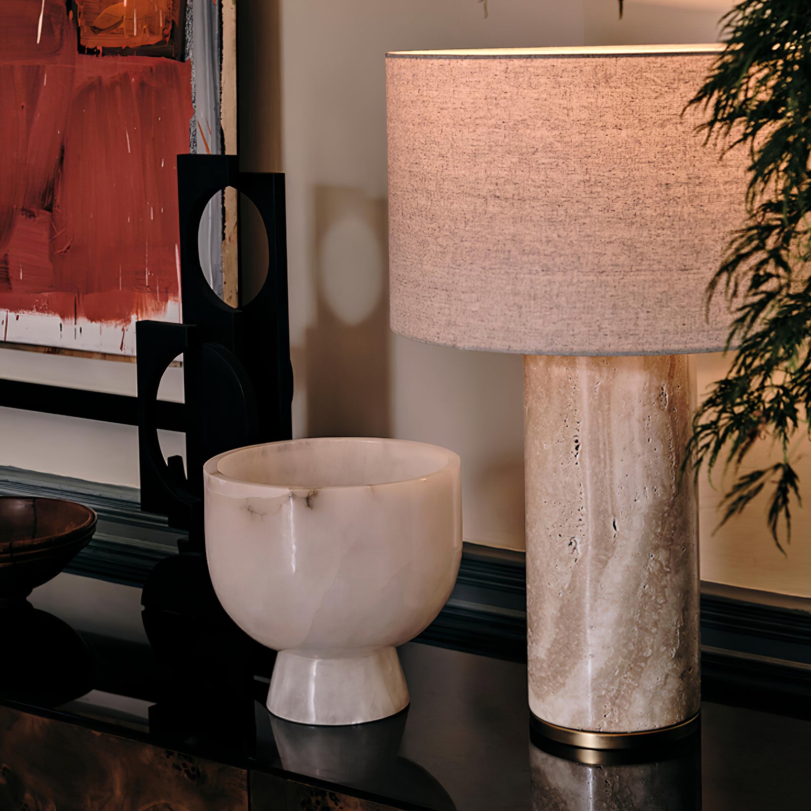 Aria Stone Table Lamp - Modern Bedside & Living Room Lighting for Home Decor | Dimmable LED Desk Lamp for Bedroom, Office, and Study