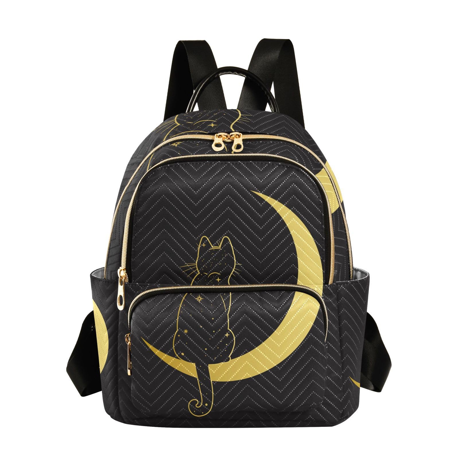ALAZA Cute Cat & Crescent Moon Mini Backpack for Women - Stylish Travel Purse, Daypack & Shoulder Bag - Perfect for School, Work & Weekend Outings