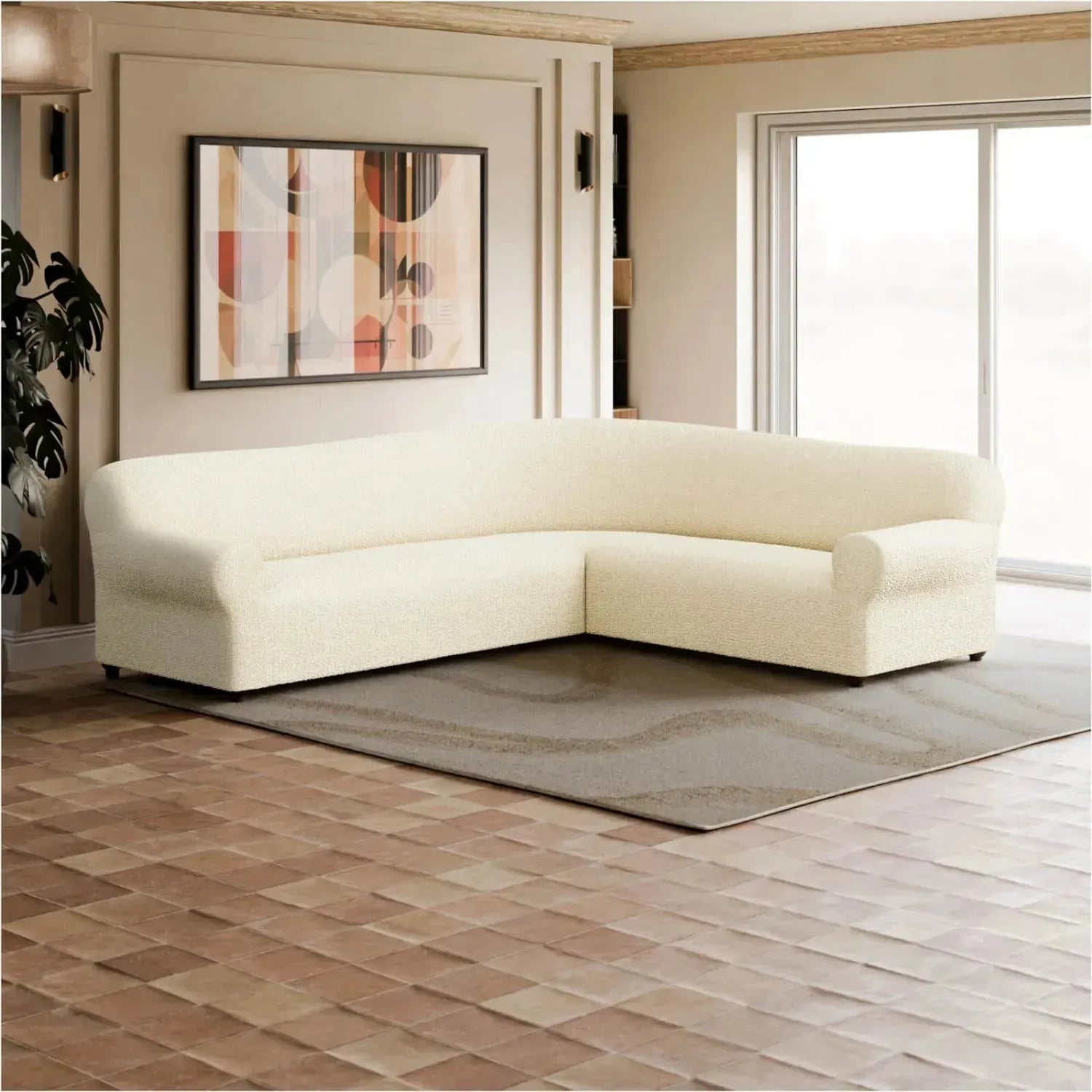 Stylish Corner Sofa Slipcover - Mille Righe Collection | Perfect for Living Room, Home Decor & Furniture Protection