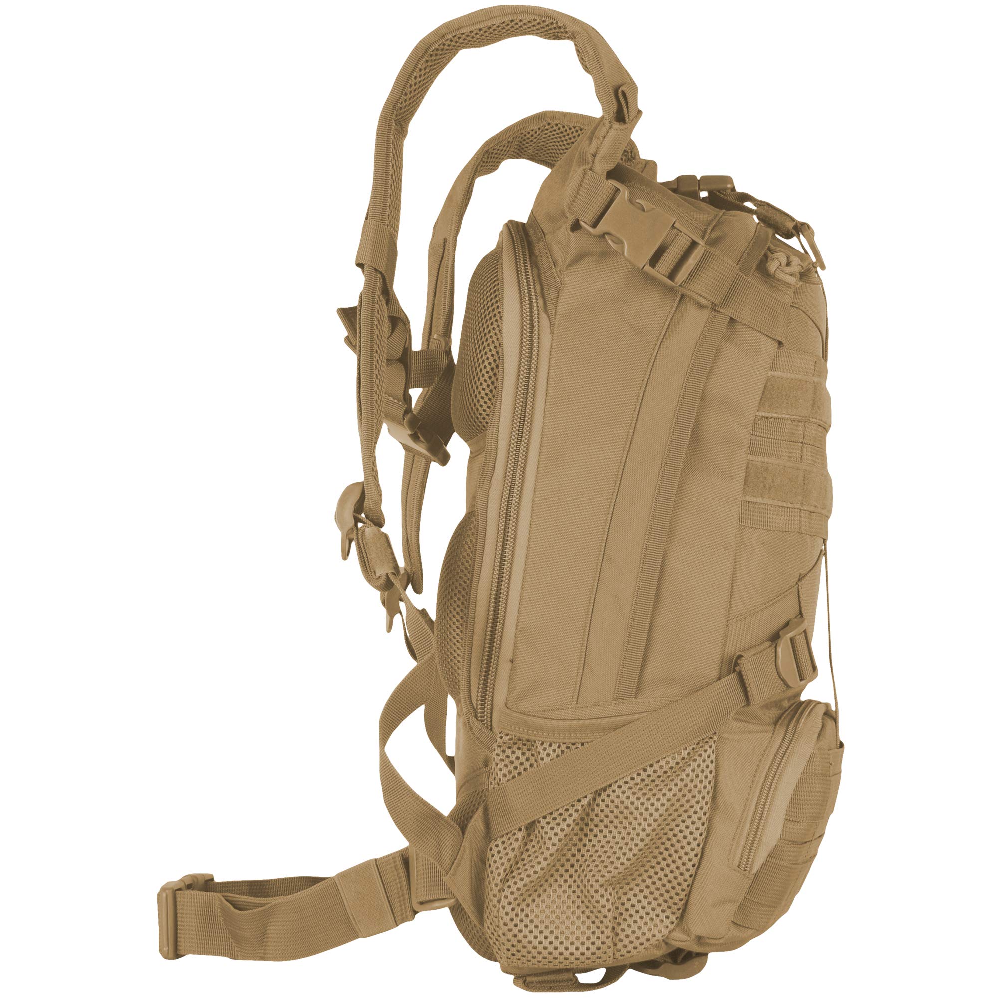 Fox Outdoor Elite Excursionary Hydration Pack - 3L Water Bladder, Lightweight Hiking Backpack for Men & Women - Perfect for Hiking, Camping, Biking and Outdoor Adventures (Coyote Brown)