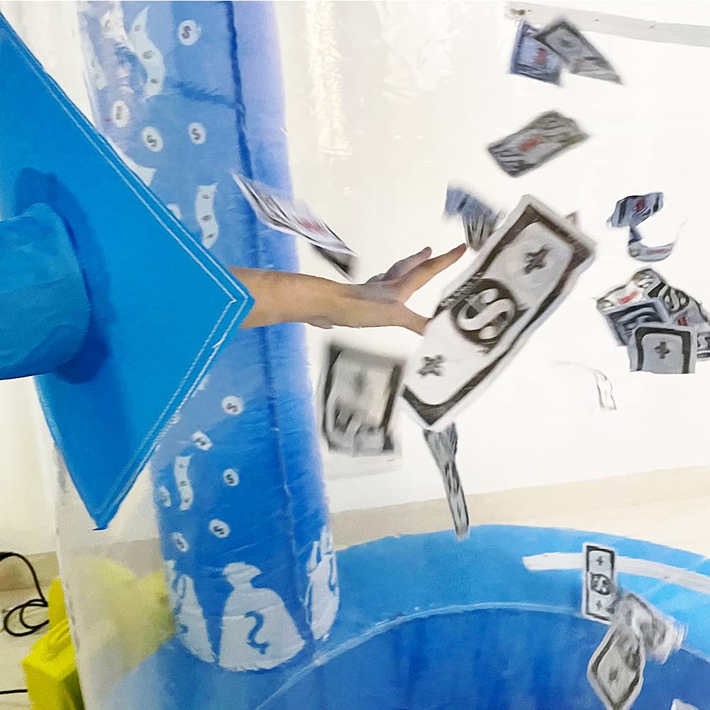 Inflatable Cash Cube Booth Machine - 3D Money Grab Game for Parties & Events (Light Blue) - Perfect for Birthday Celebrations, Corporate Events & Fundraisers