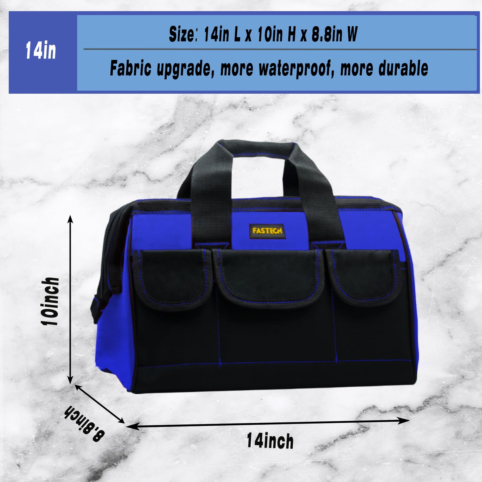 **3-Piece Waterproof Tool Bag Set - 14-Inch Wide Mouth Heavy Duty Tool Tote Organizer for Men & Women - Perfect for Construction, DIY Projects, and Home Repairs**