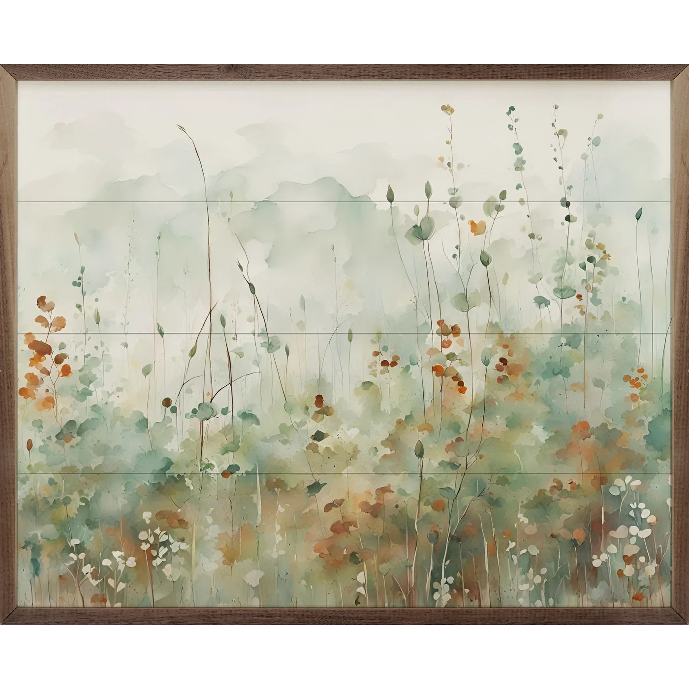 Green and Brown Wood Framed Nature Wall Art - Rustic Landscape Print for Living Room, Bedroom & Office Decor