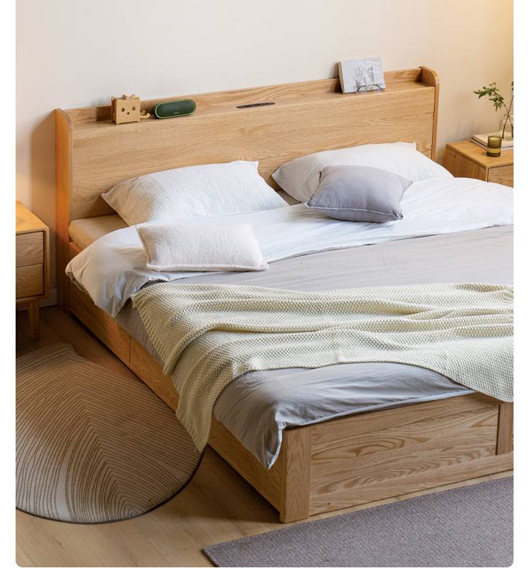 Solid Wood Nightstand - Oak & Cherry Wood Bedside Table for Bedroom, Modern & Rustic Style | Perfect for Bedrooms, Guest Rooms & Home Decor