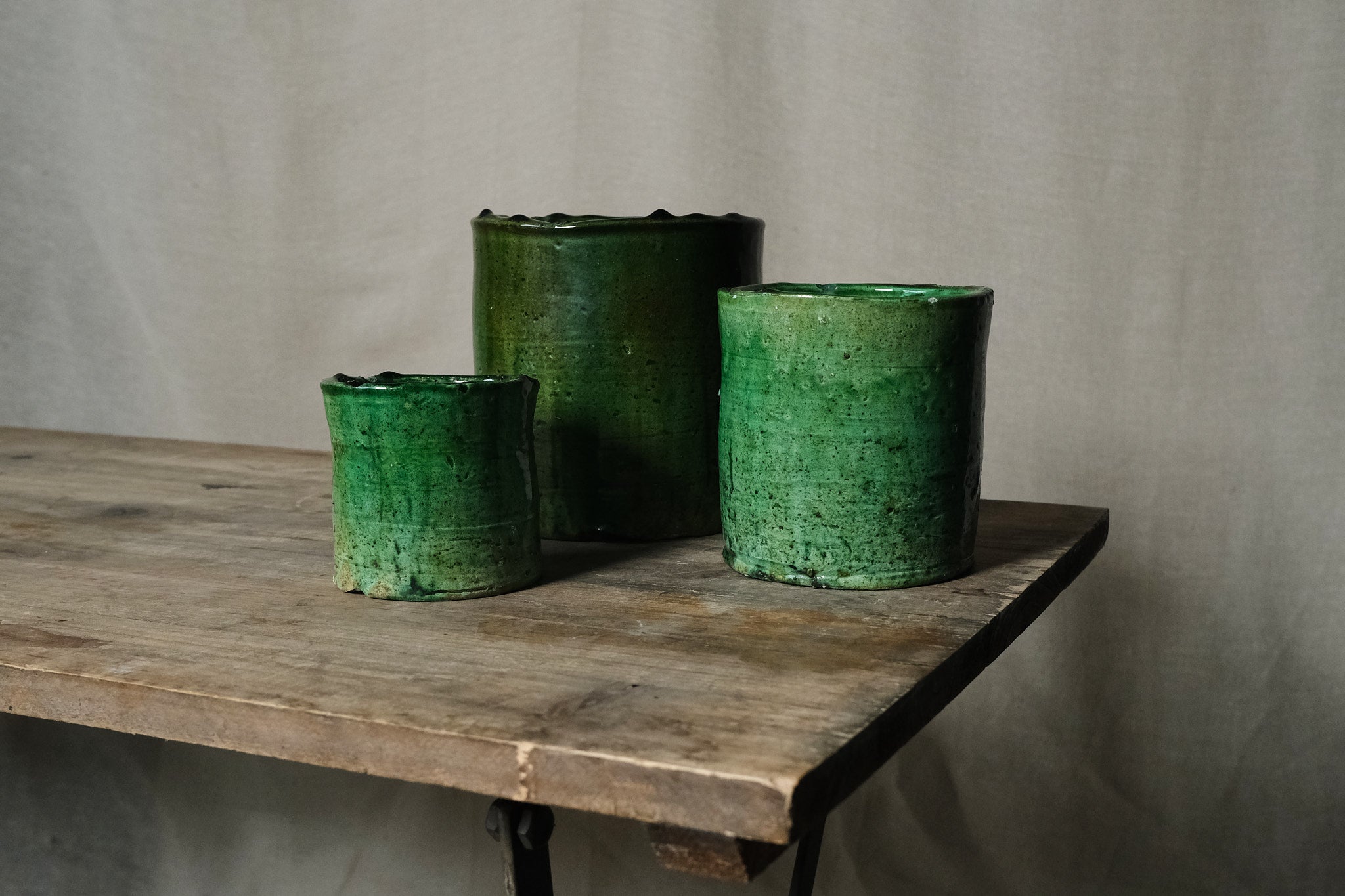 Handmade Tamegroute Pottery - Traditional Moroccan Clay Pots (8cm, 10.5cm, 16cm Diameter) - Perfect for Home Decor, Planters & Authentic Cooking