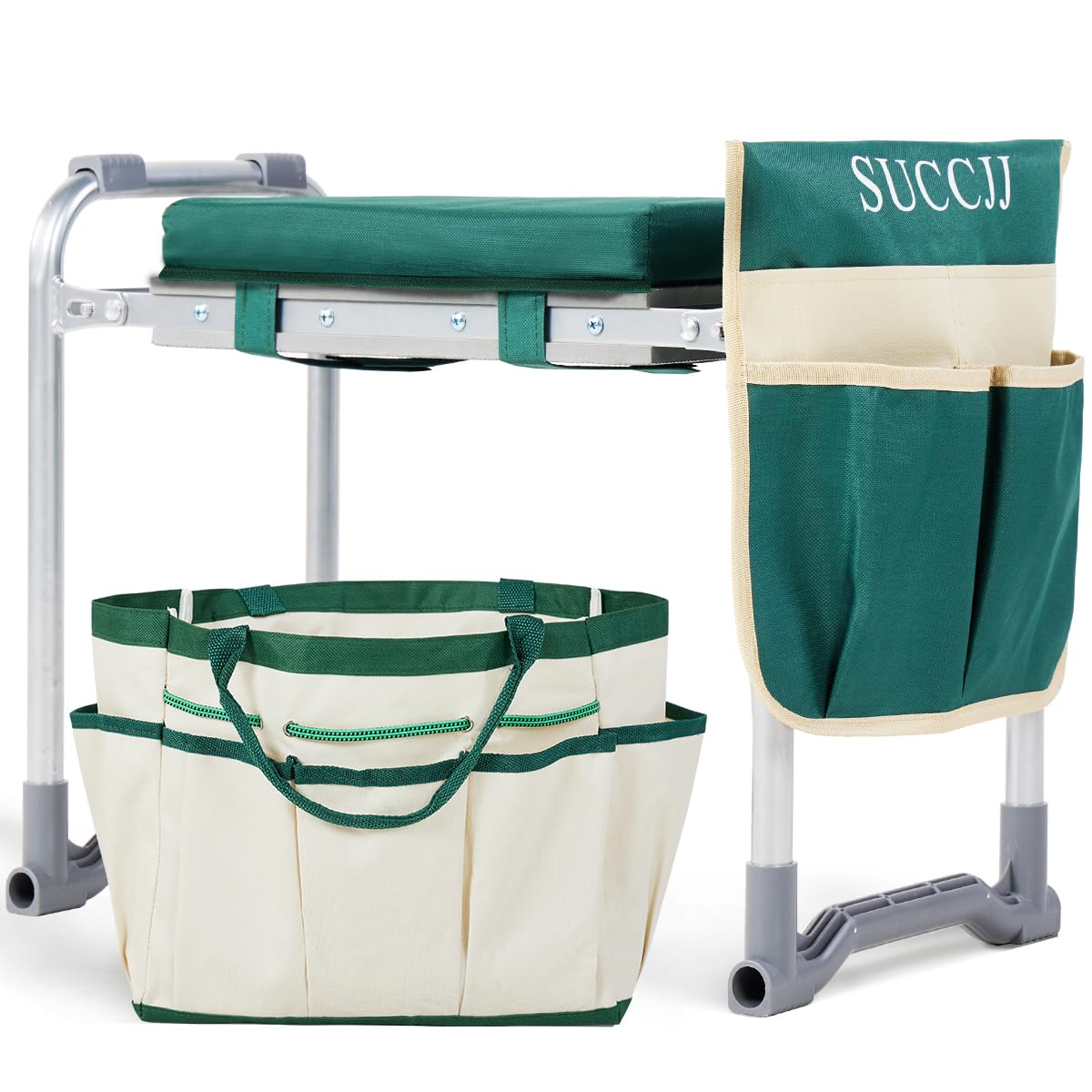 Heavy Duty Foldable Garden Kneeler and Seat - Extra Wide Gardening Bench with Handles for Seniors & Women - Perfect for Planting, Weeding, and Outdoor Activities (Green)