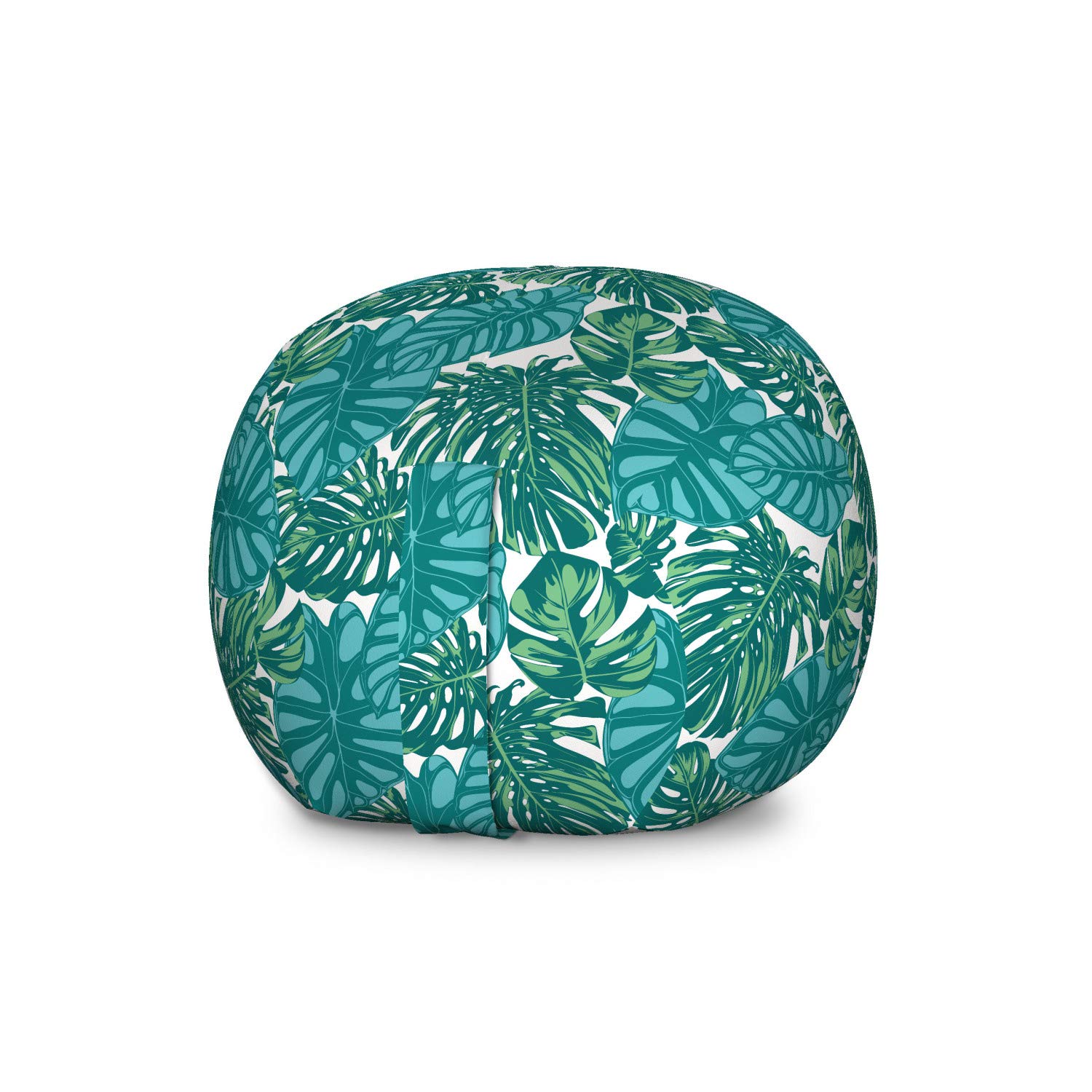 Ambesonne Exotic Storage Toy Bag Chair - Large Washable Stuffed Animal Organizer with Jungle Foliage Pattern, Dark Teal | Perfect for Kids' Room, Playroom & Nursery Organization