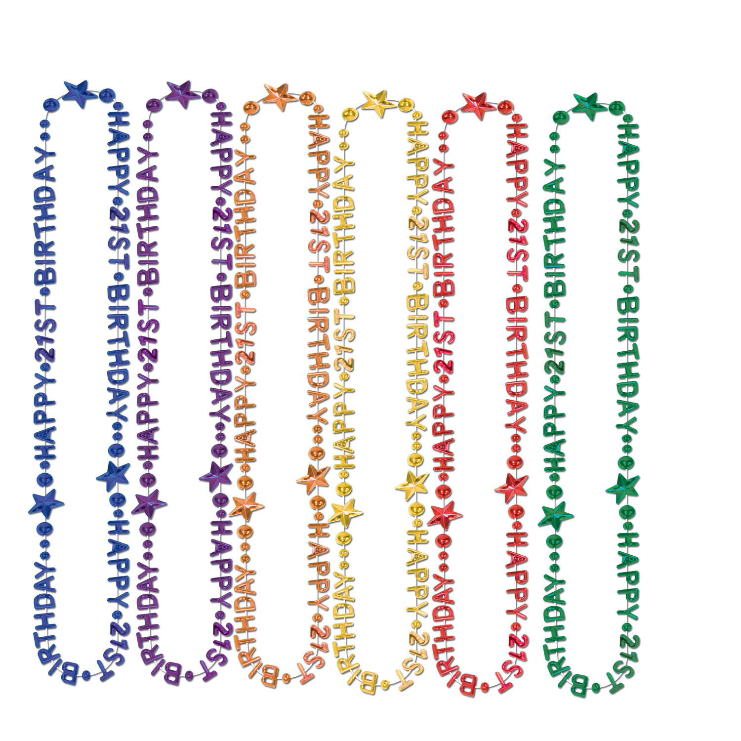 12 Pack Beistle 21st Birthday Party Bead Necklaces - Fun Mardi Gras Style Accessories for 21st Birthday Celebrations, Bachelorette Parties & Festive Events