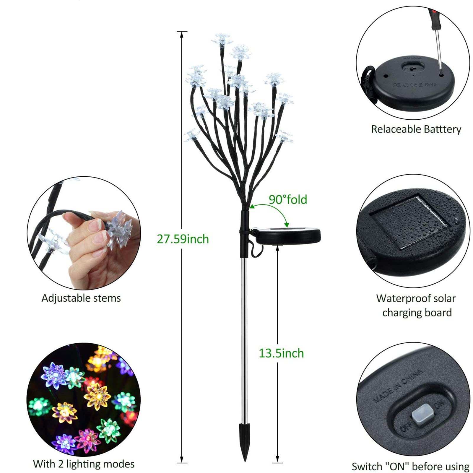 Solar Powered Lotus Shaped Garden Lights - 2 Pack Outdoor Solar Landscape Lighting with Larger Capacity for Pathway, Patio, Park, Front Yard & Party Decorations | Perfect for Evening Garden Ambiance & Outdoor Entertaining
