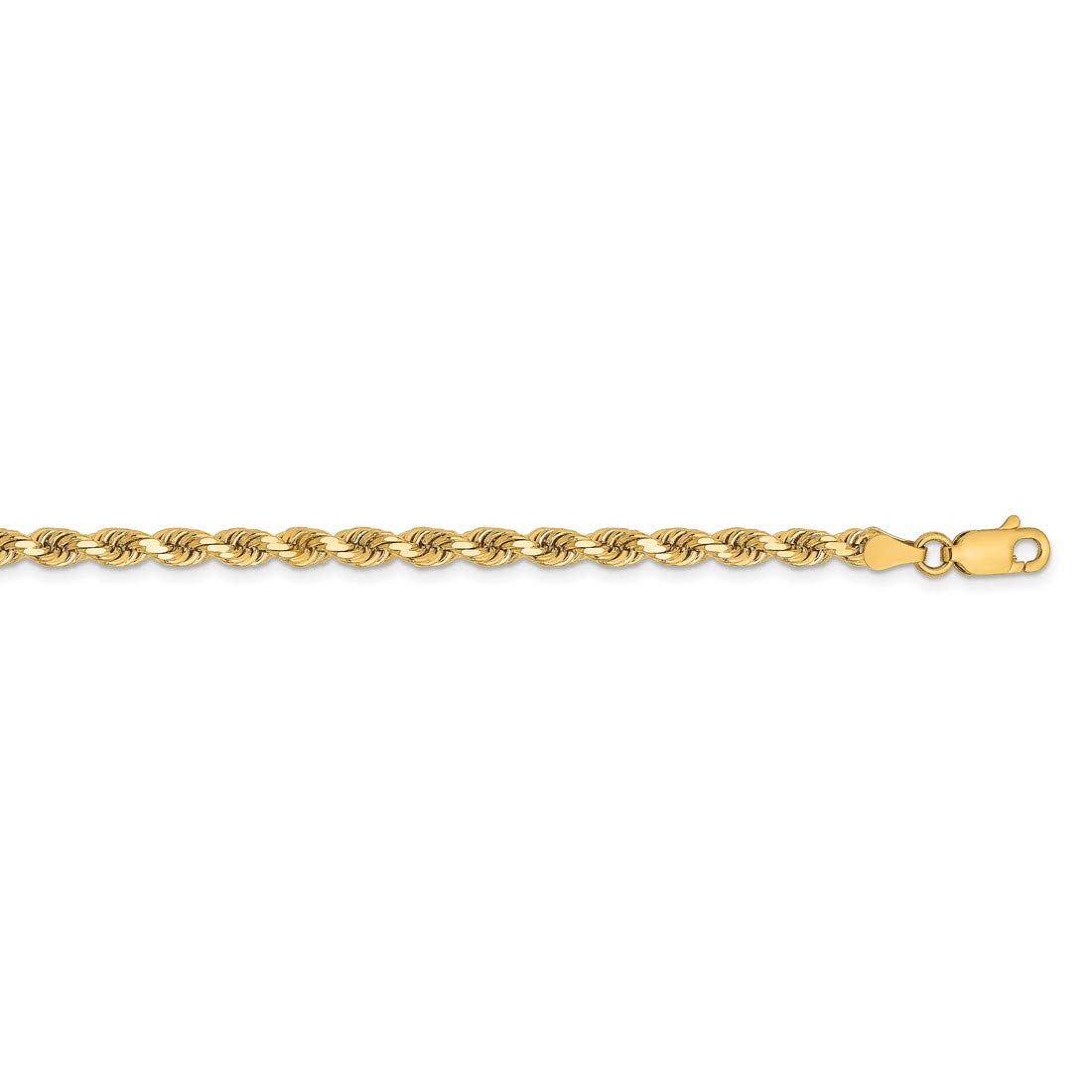 14K Solid Yellow Gold Diamond-Cut Rope Chain Bracelet, Necklace or Anklet - Handcrafted Jewelry for Women, Gift for Her, Perfect for Weddings, Parties & Everyday Wear