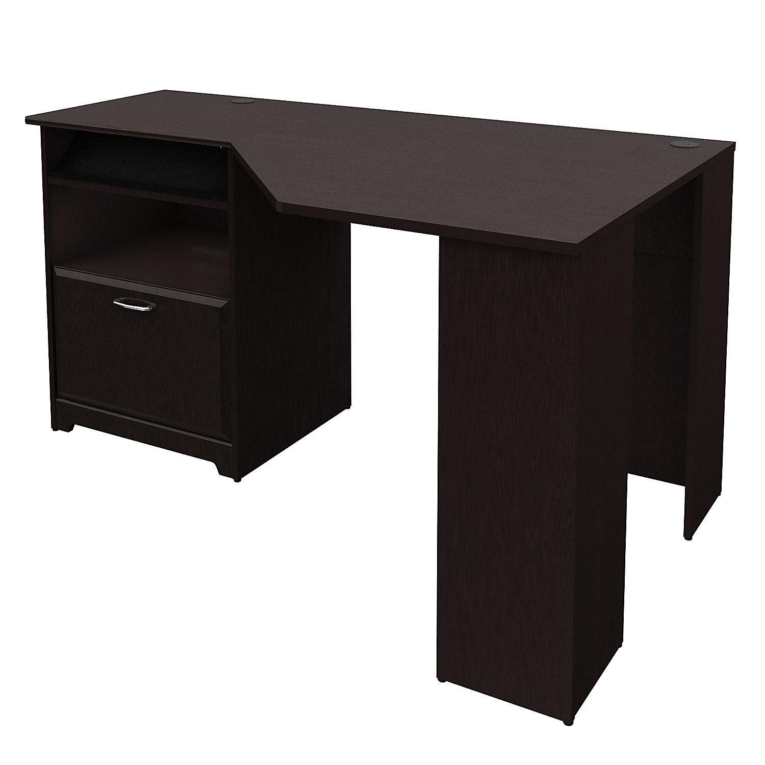 Bush Furniture Cabot 60W Corner Desk in Espresso Oak Finish - Space-Saving Home Office Desk for Small Rooms & Apartments