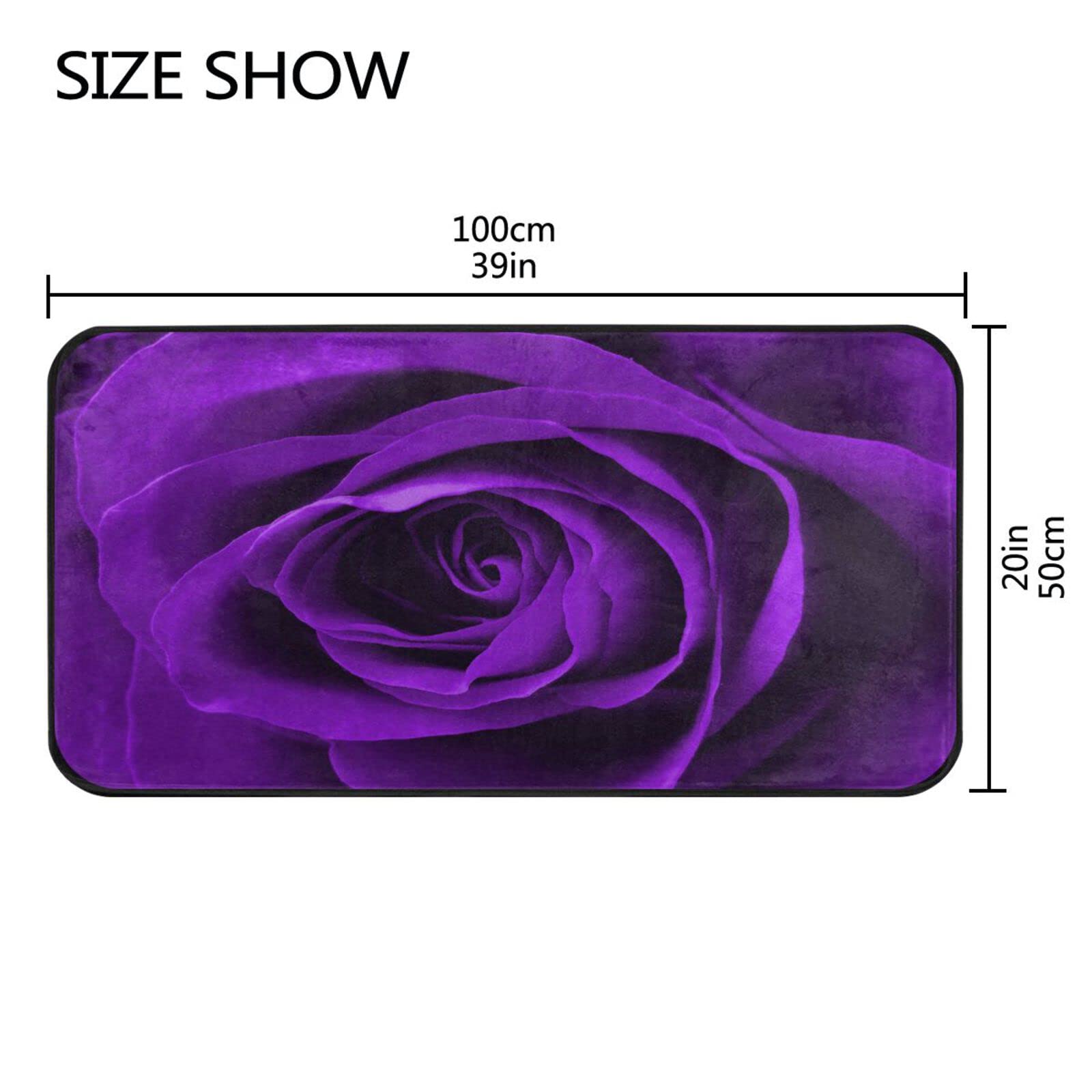 Premium Non-Slip Kitchen Floor Mat - Absorbent Purple Rose Design, 39