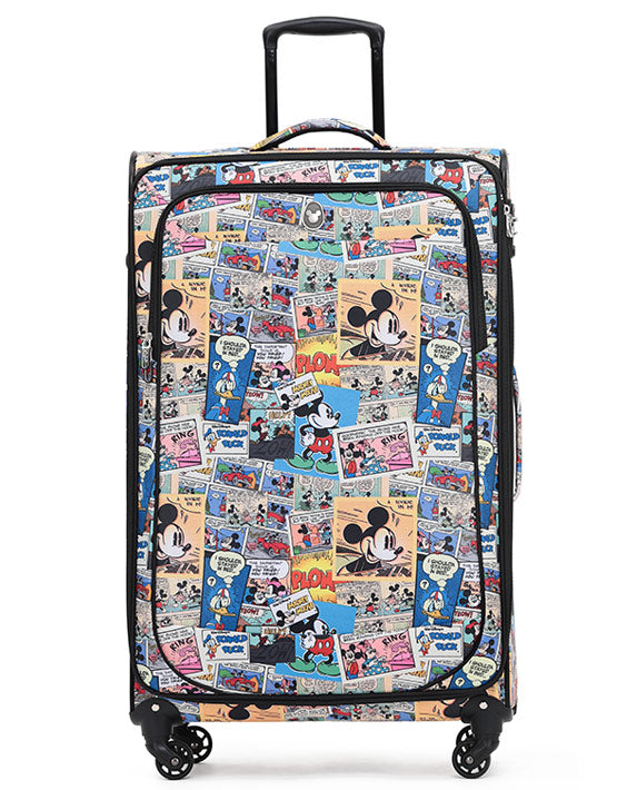 Disney Comic Dis022 28-Inch Large 4-Wheel Soft Suitcase for Travel, Vacation & Business Trips - Lightweight Spinner Luggage with Smooth Rolling Wheels