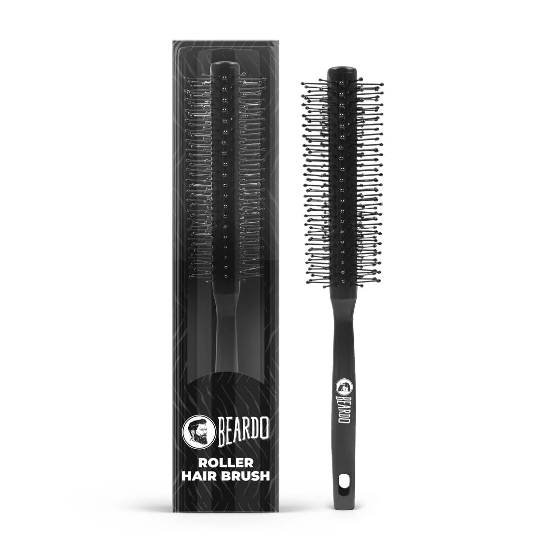 Beardo Roller Hair Brush for Men - Lightweight Volumizing & Smoothing Comb for All Hair Types | Perfect for Blow Drying, Curls, Waves & Volume Boost | Ideal Styling Tool for Daily Grooming & Salon-Look at Home