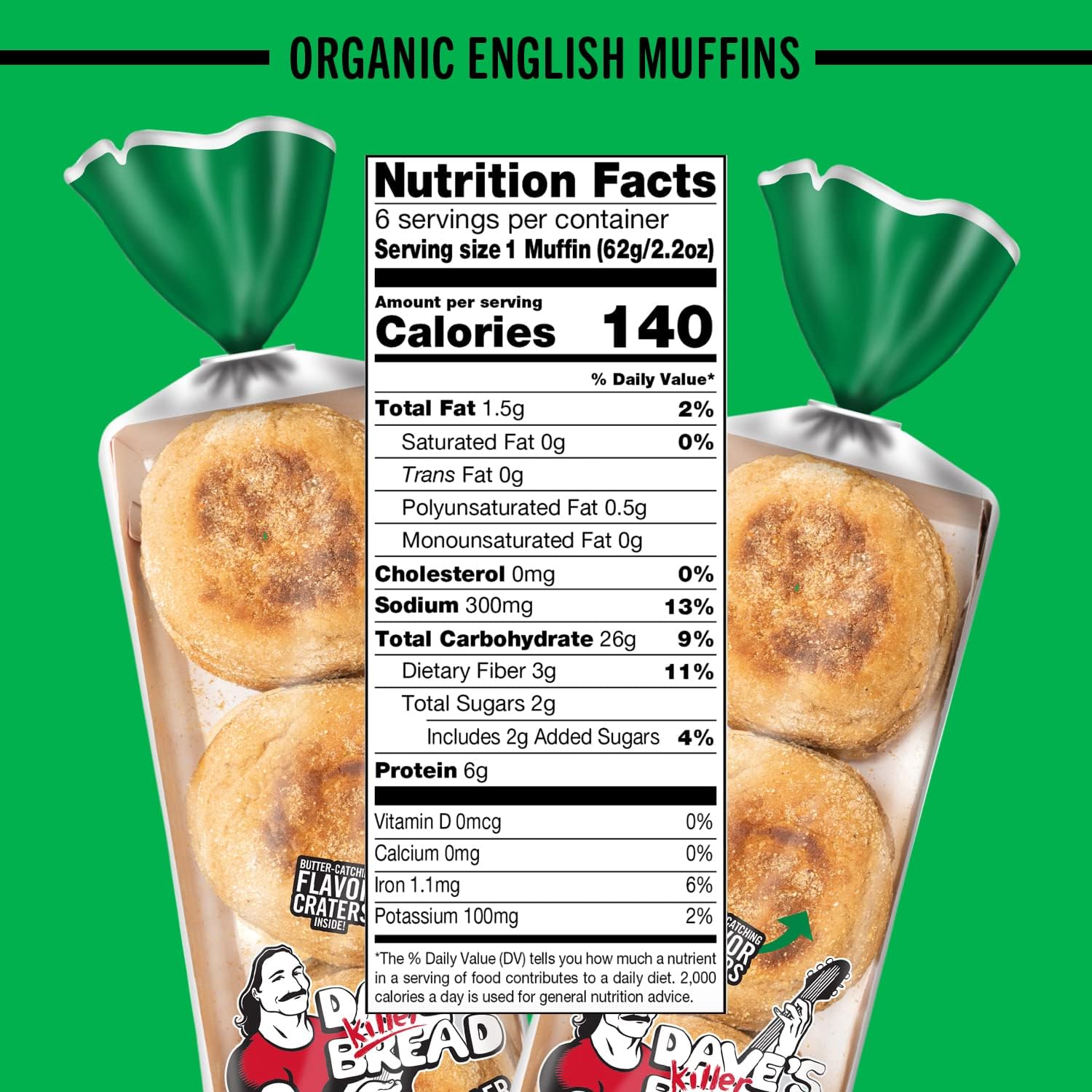 Organic English Muffins 2-Pack (12 Muffins Total) - USDA Certified, Whole Grain, Non-GMO | Perfect for Breakfast Sandwiches, Toasting & Healthy Snacking