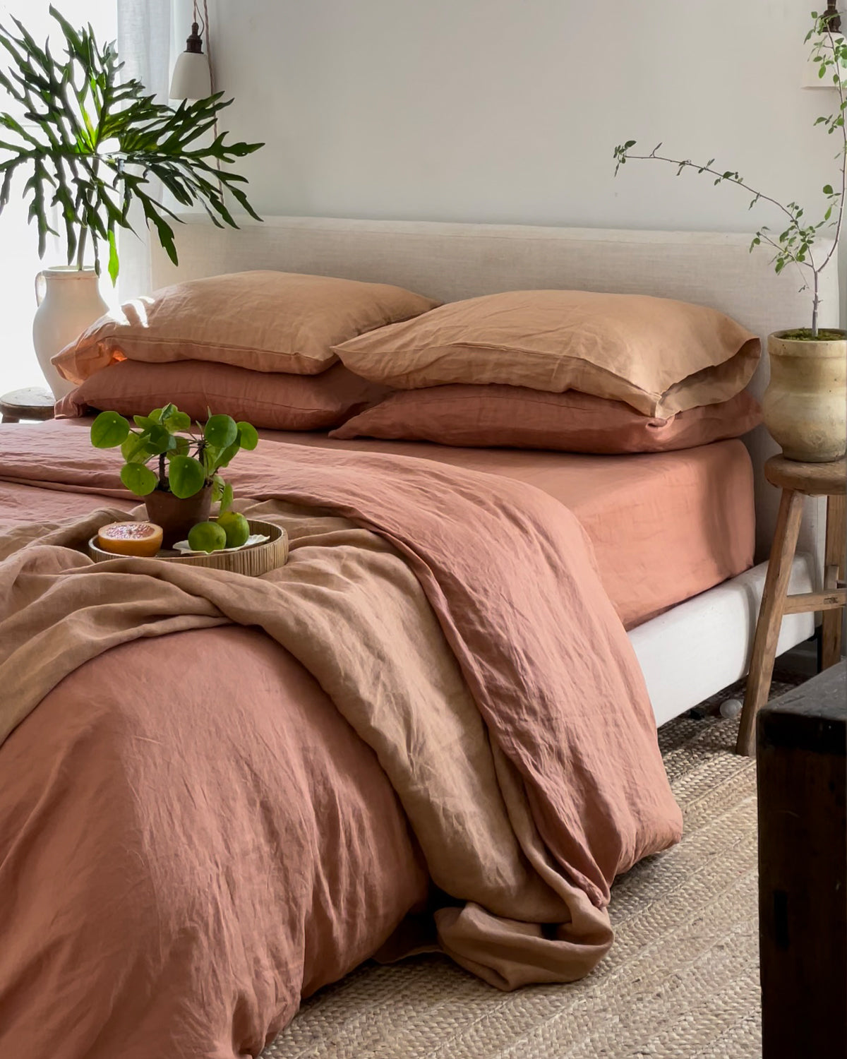Premium 100% French Flax Linen Duvet Cover Set - Natural Hazelnut Color - Breathable & Soft Bedding for All Seasons - Perfect for Master Bedroom, Guest Room & Vacation Homes