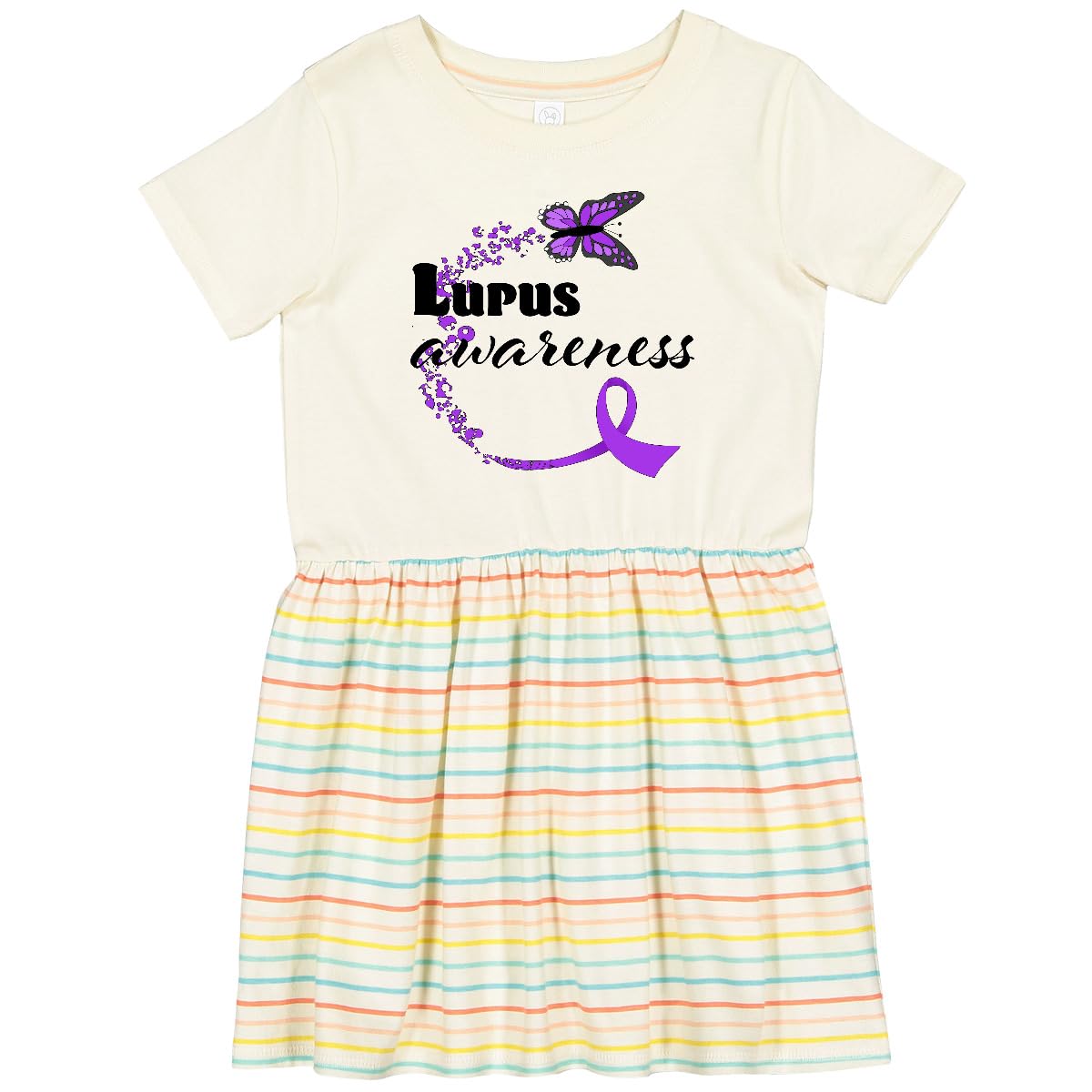 Lupus Awareness Butterfly Ribbon Toddler Dress - Cute Purple Awareness Outfit for Girls - Perfect for Charity Walks, Fundraisers & Support Events