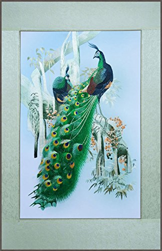 Grace Art Handmade Large Asian Silk Embroidery Wall Hanging - Peacock Tree Design for Home Decor | Perfect for Living Room, Bedroom & Office Wall Art