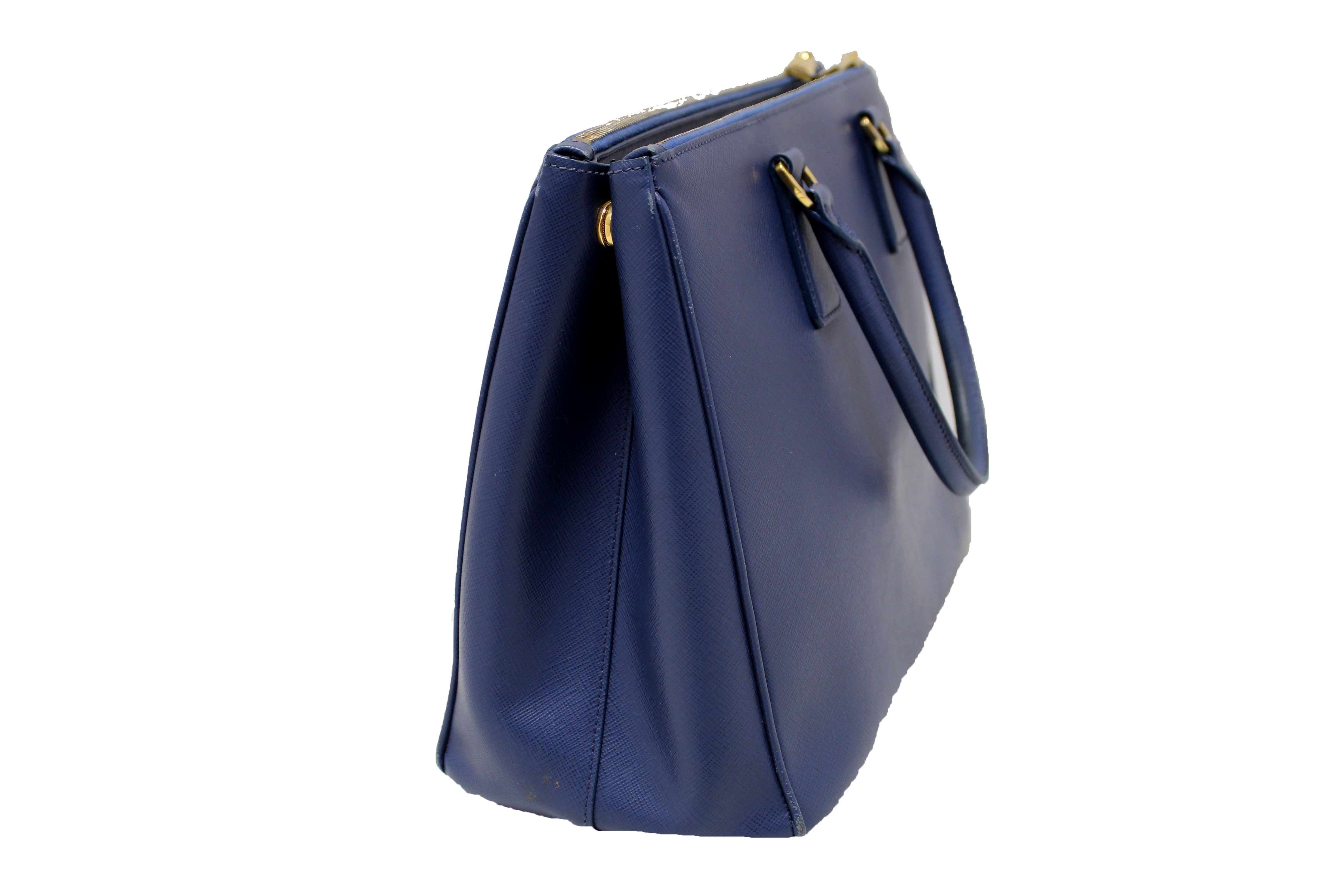 Authentic Prada Blue Saffiano Lux Leather Galleria Large Tote Bag for Women | Luxury Designer Handbag for Work, Travel & Everyday Use